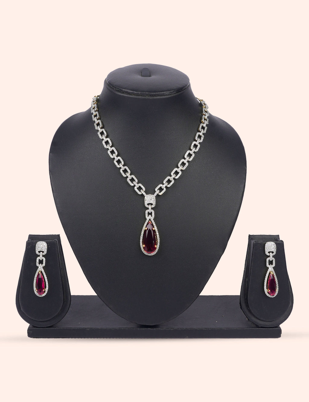 The Platinum Fan & Zirconia Diamond Statement Set by N Dazzles Designs
