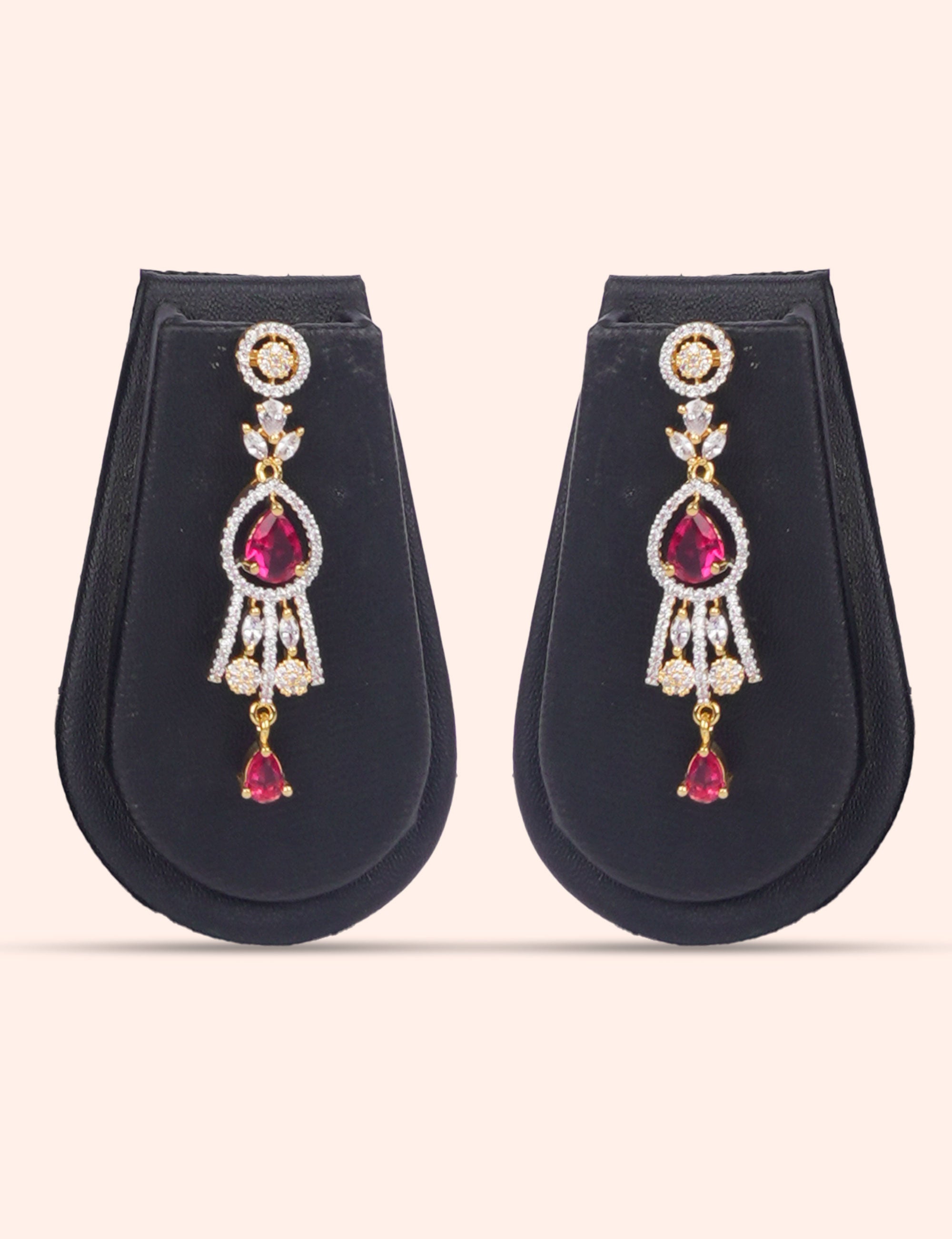 Ruby Shine Necklace & Zirconia Diamond Statement Set by N Dazzles Designs
