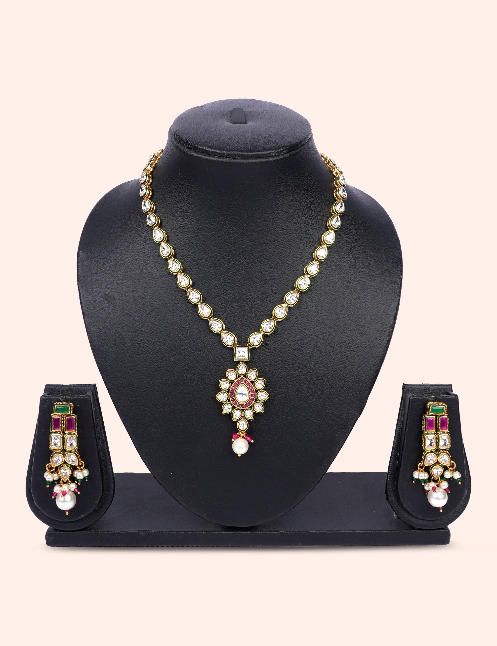 Rajsi Kundan Pearl Drop Set