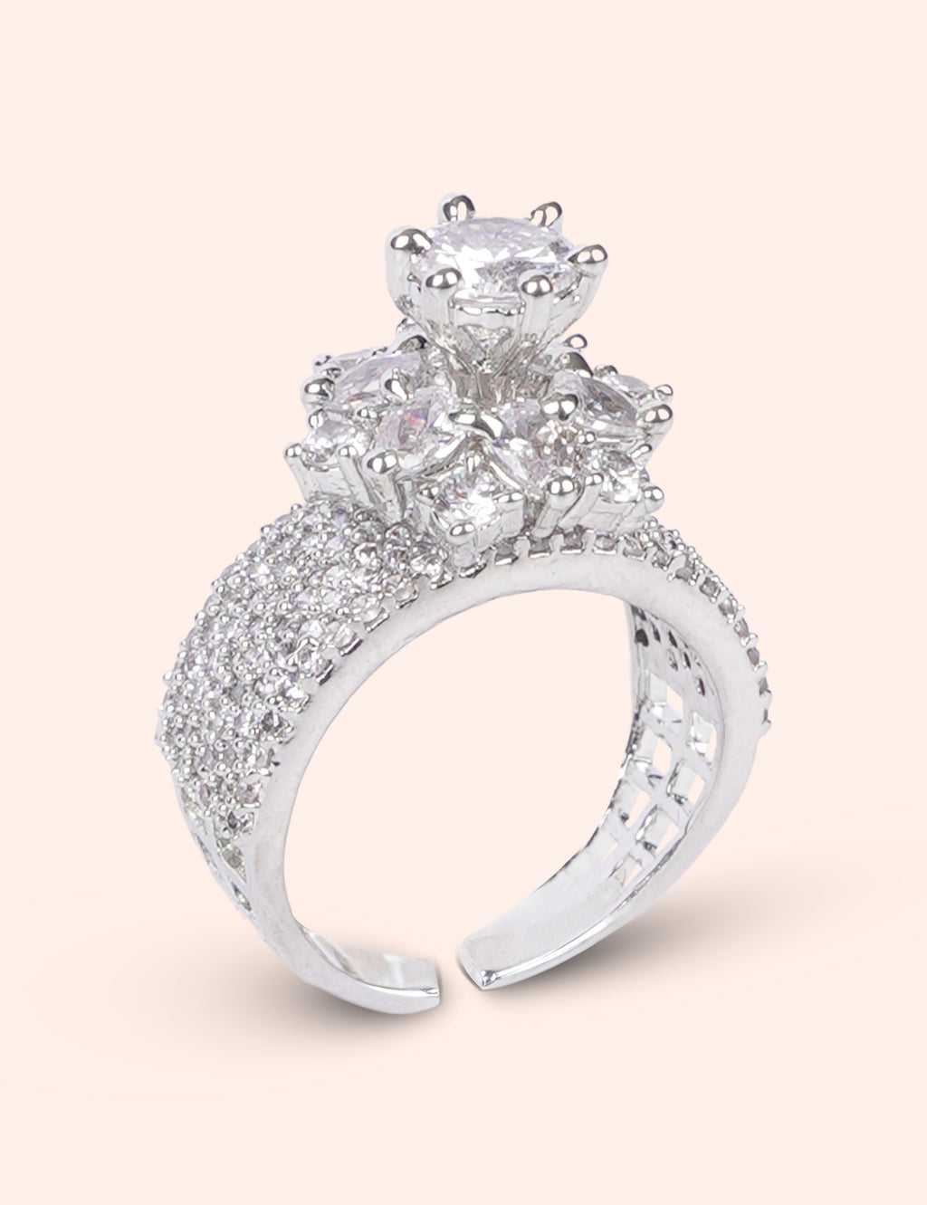 Royal Diamond Flower Ring