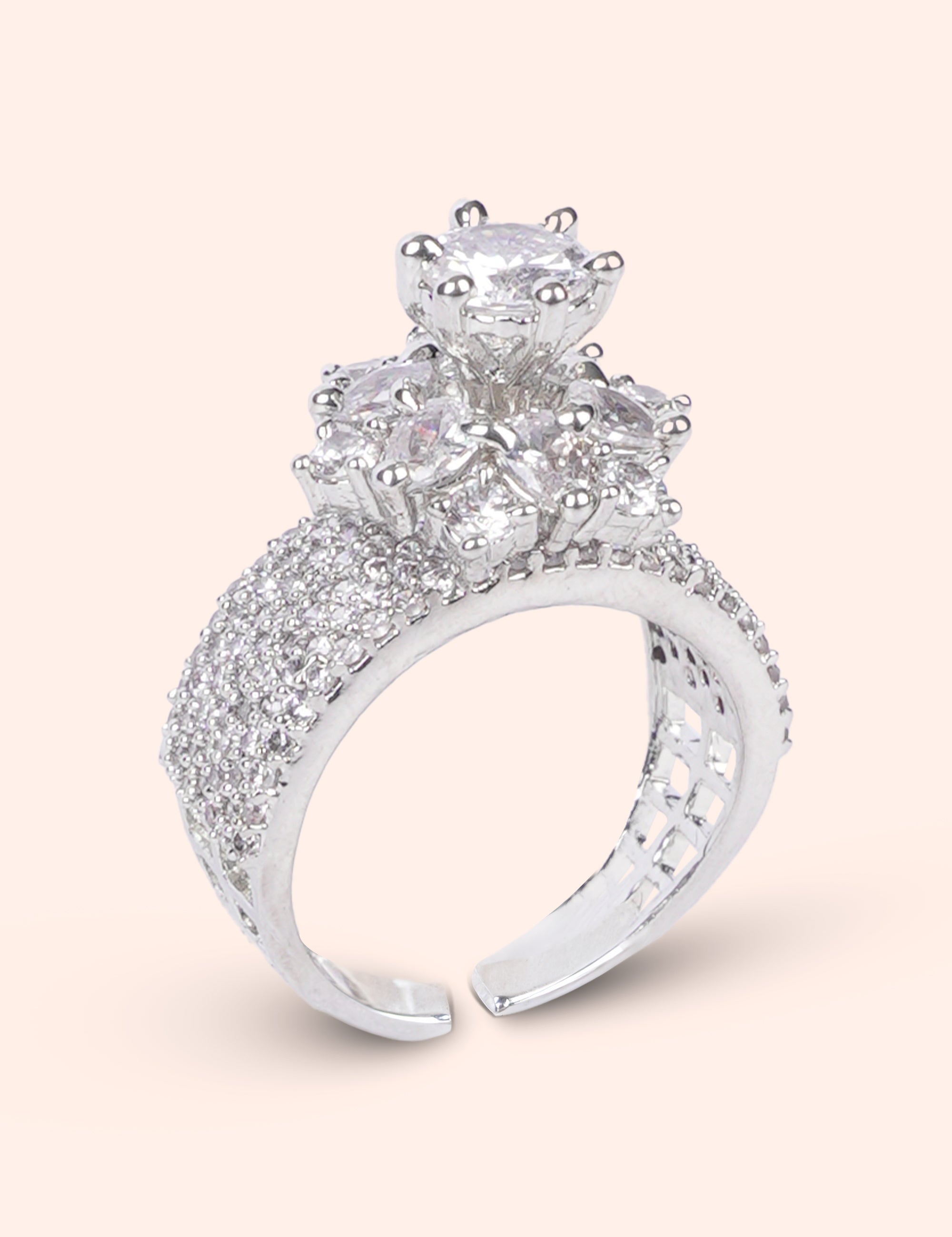 Royal Diamond Flower Ring