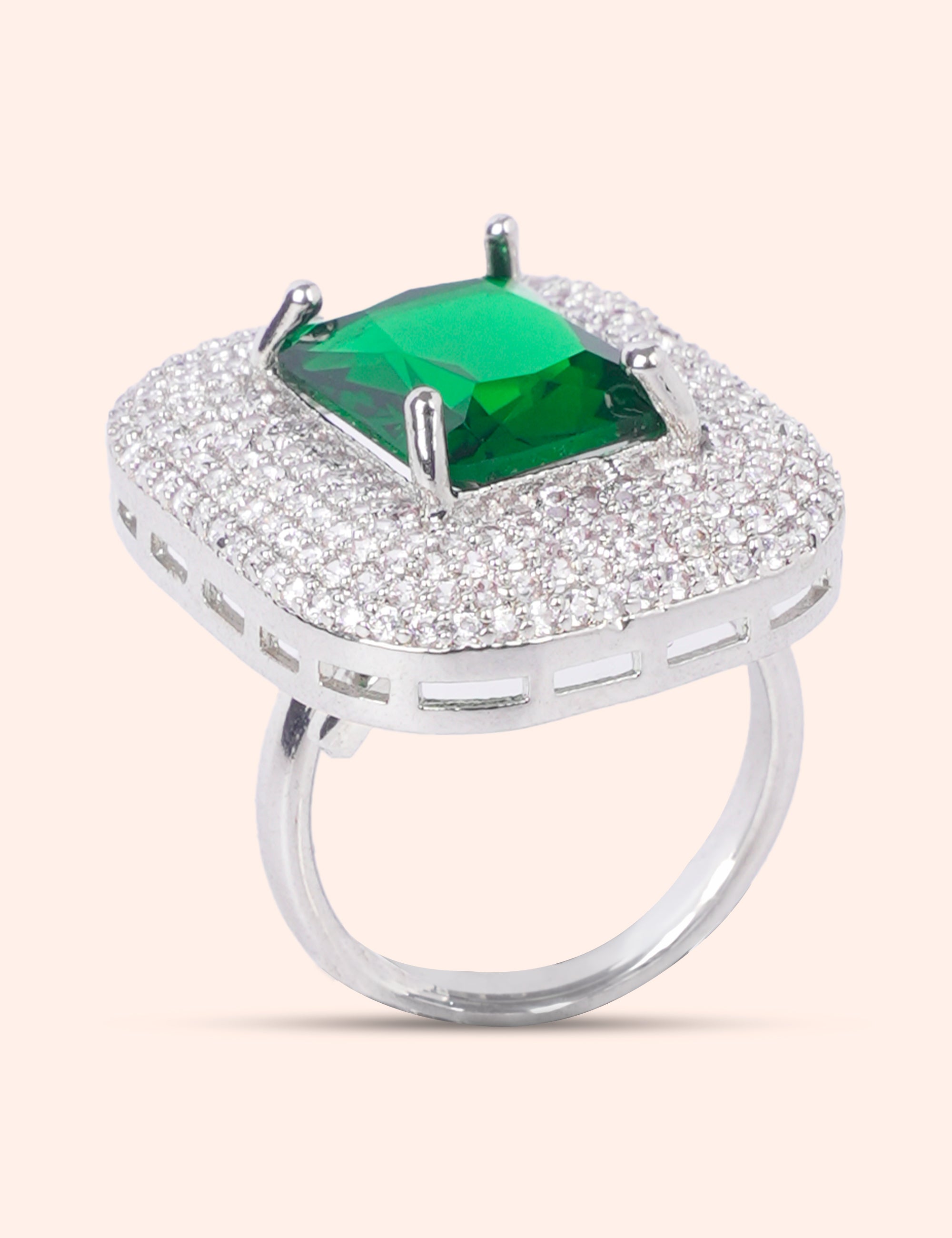 Princess Green Diamond Ring