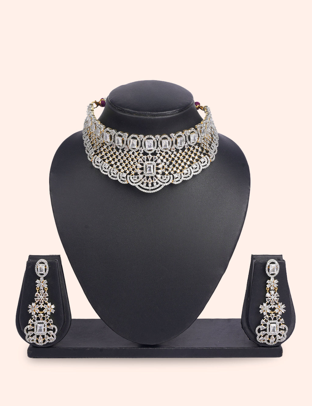 White princess & Zirconia Diamond Statement Set by N Dazzles Designs