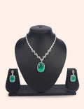Royal Green Glow & Zirconia Diamond Statement Set by N Dazzles Designs