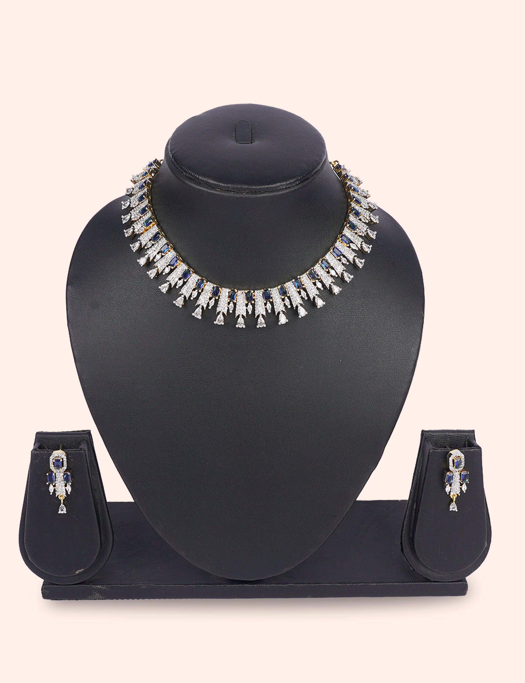 Elegant Blue Drop & Zirconia Diamond Statement Set by N Dazzles Designs