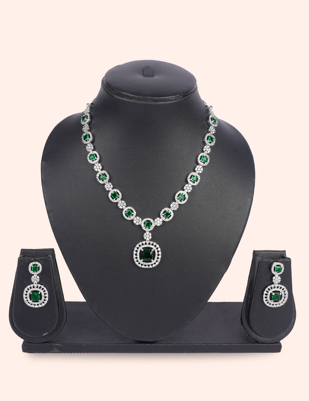 Celtic Emerald Set & Zirconia Diamond Statement Set by N Dazzles Designs