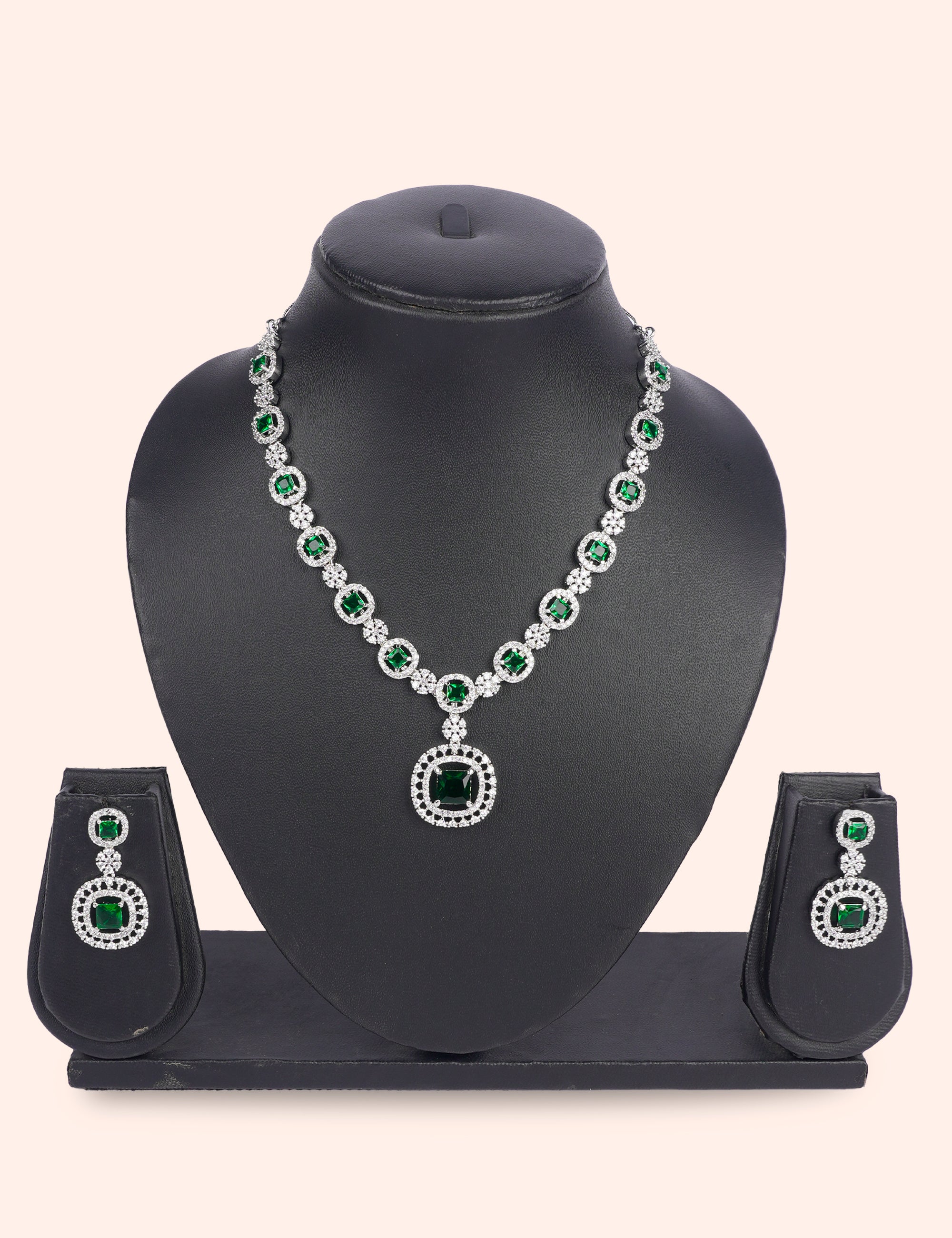 Celtic Emerald Set & Zirconia Diamond Statement Set by N Dazzles Designs