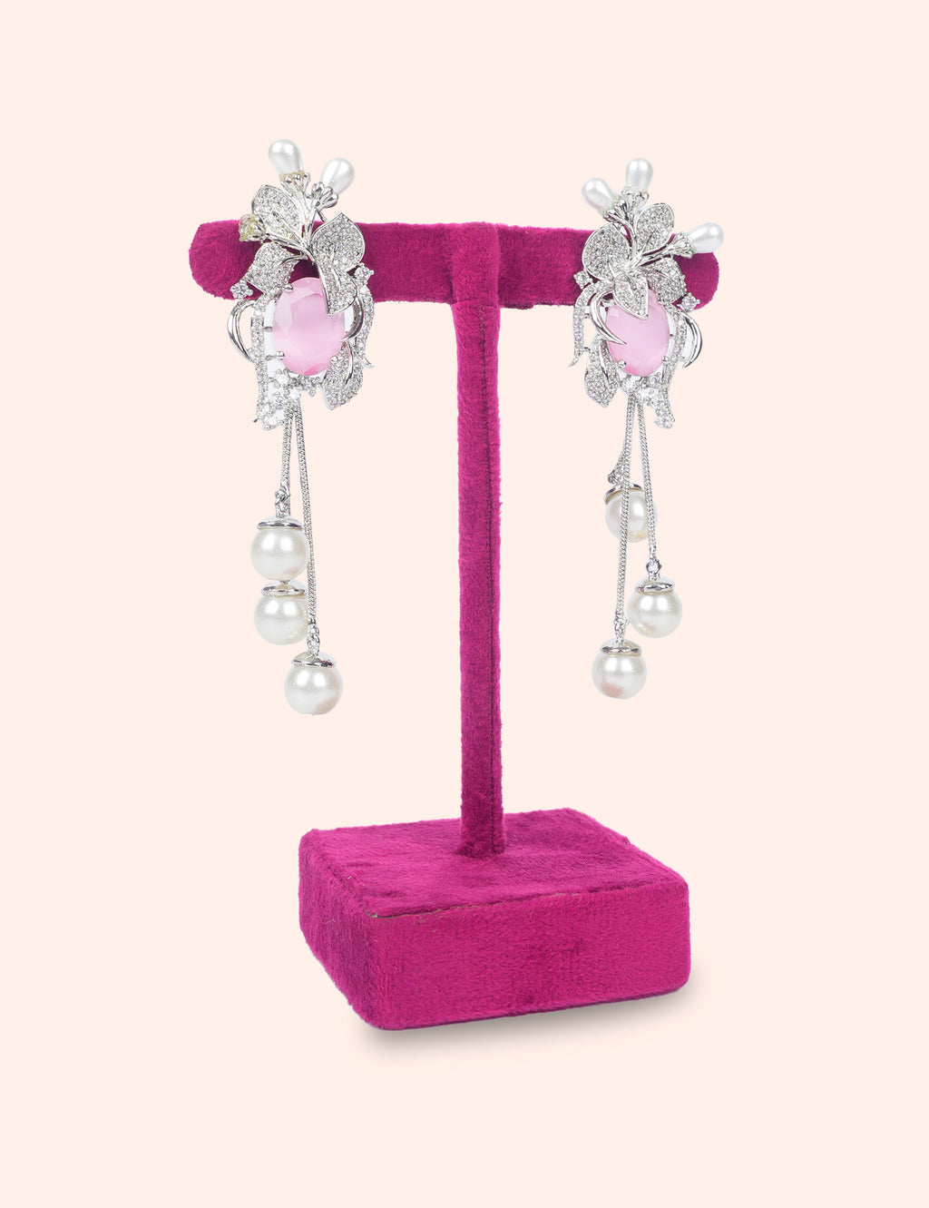 Pink Pearl Tassel Earrings