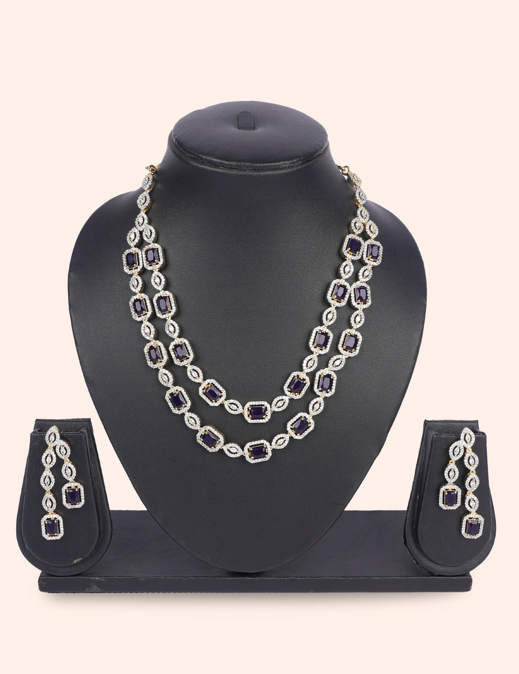 Purple Majesty & Zirconia Diamond Statement Set by N Dazzles Designs