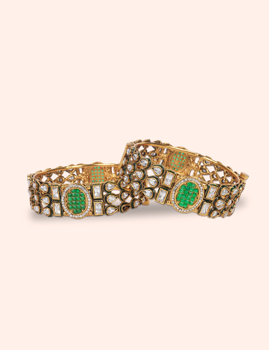 Green Center Stone Bangles