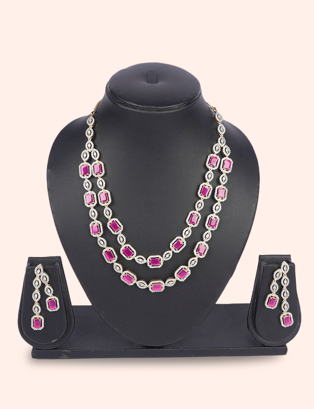 Ruby Royale & Zirconia Diamond Statement Set by N Dazzles Designs