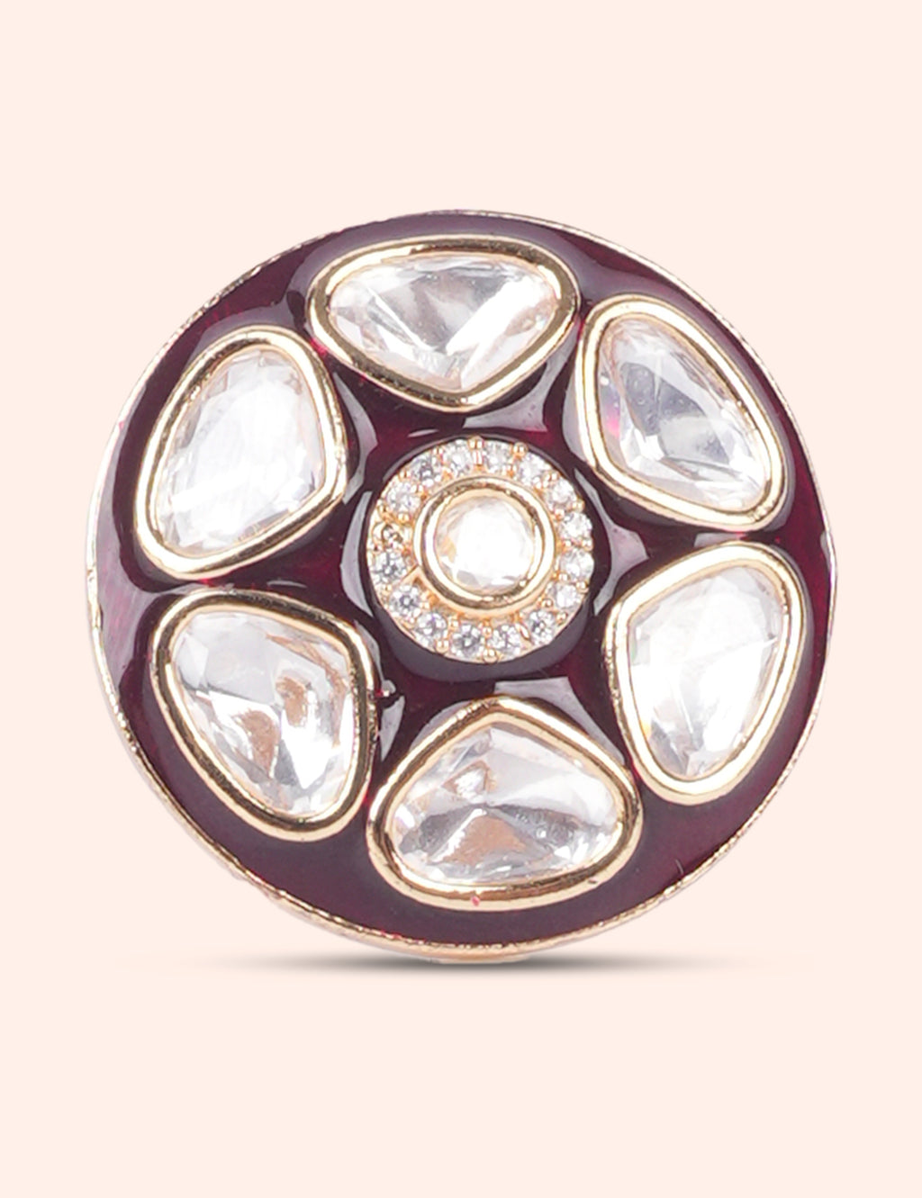 Rajwadi Kundan Flower Ring