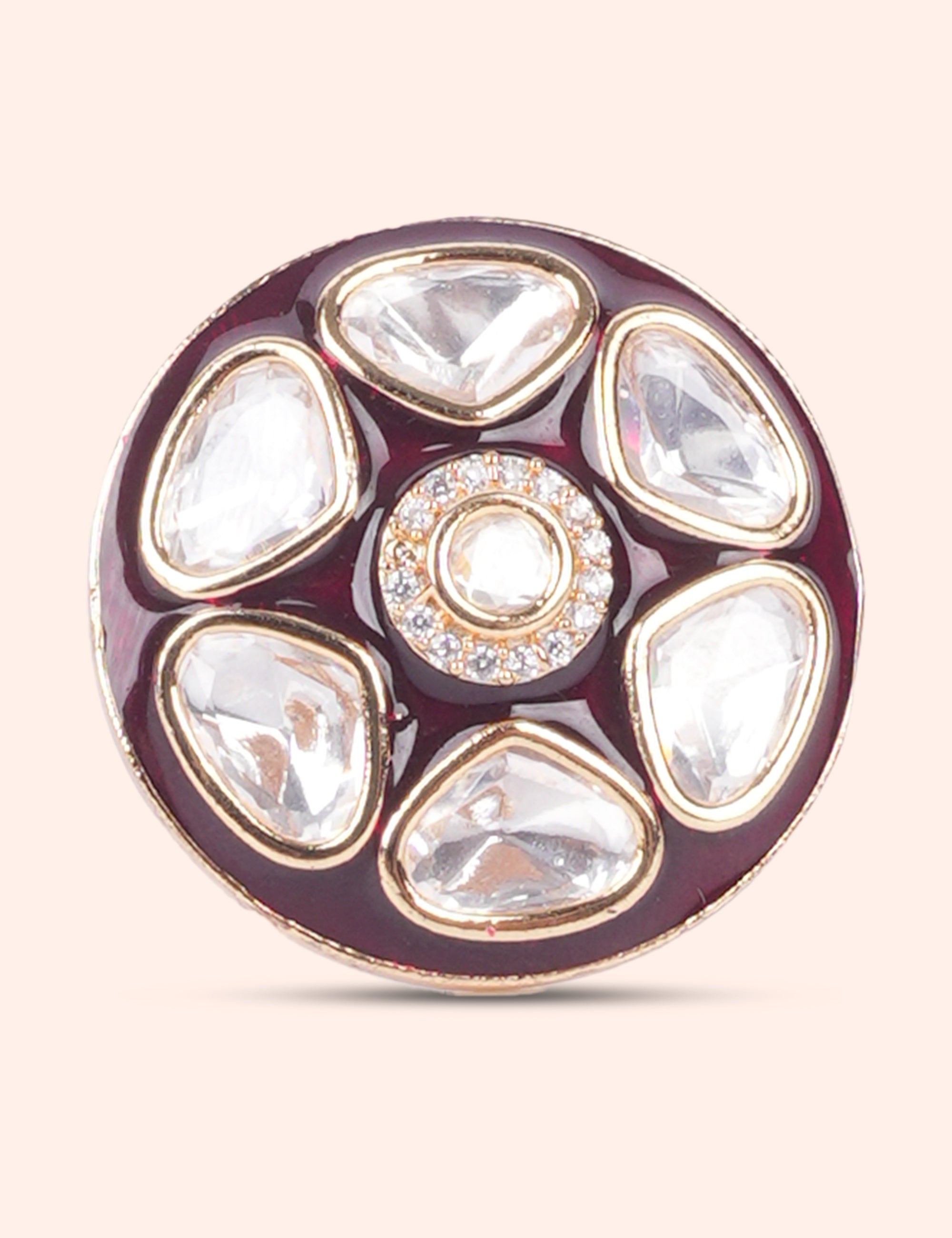 Rajwadi Kundan Flower Ring