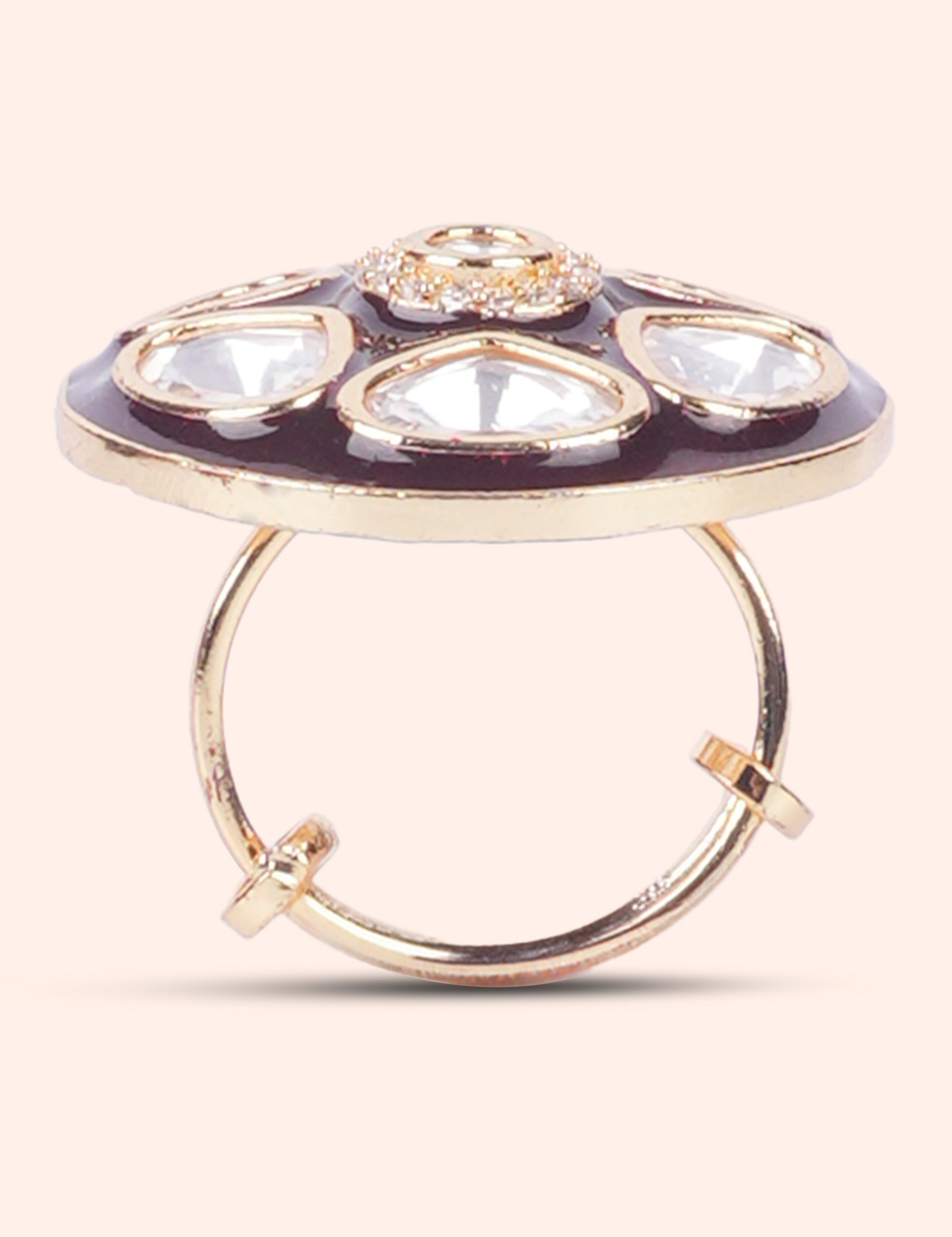 Rajwadi Kundan Flower Ring