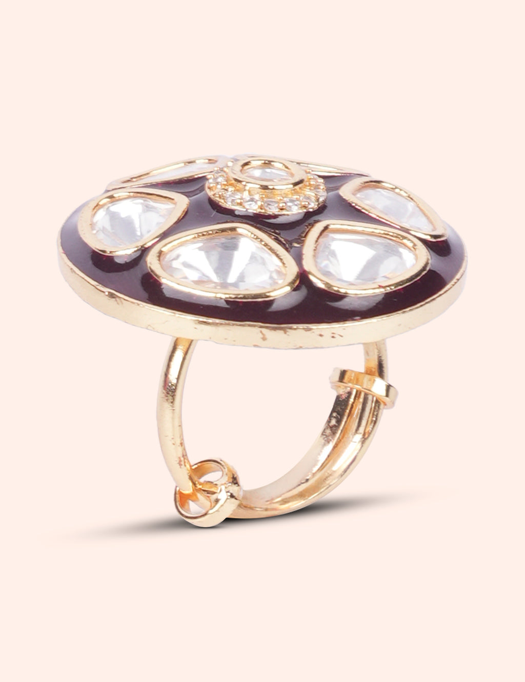 Rajwadi Kundan Flower Ring