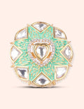 Mint Meenakari Kundan Ring