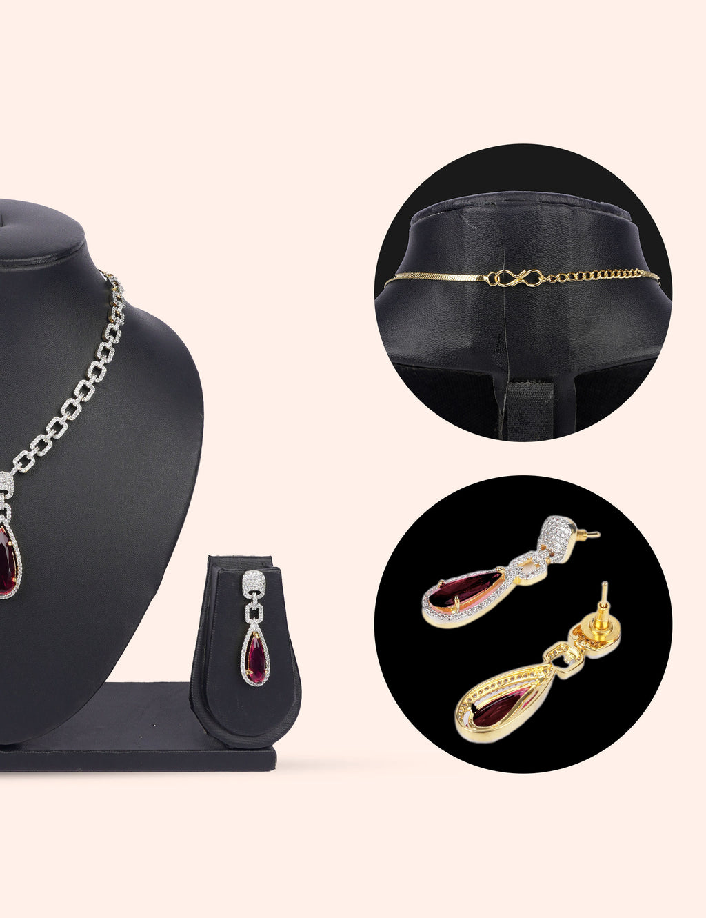 The Platinum Fan & Zirconia Diamond Statement Set by N Dazzles Designs