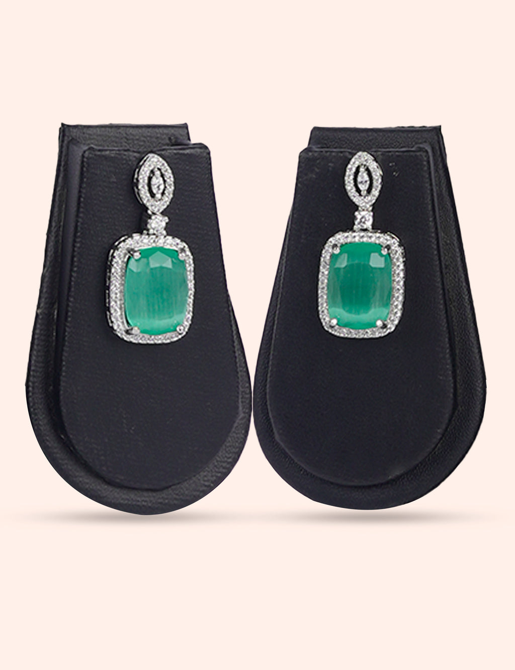 Royal Green Glow & Zirconia Diamond Statement Set by N Dazzles Designs