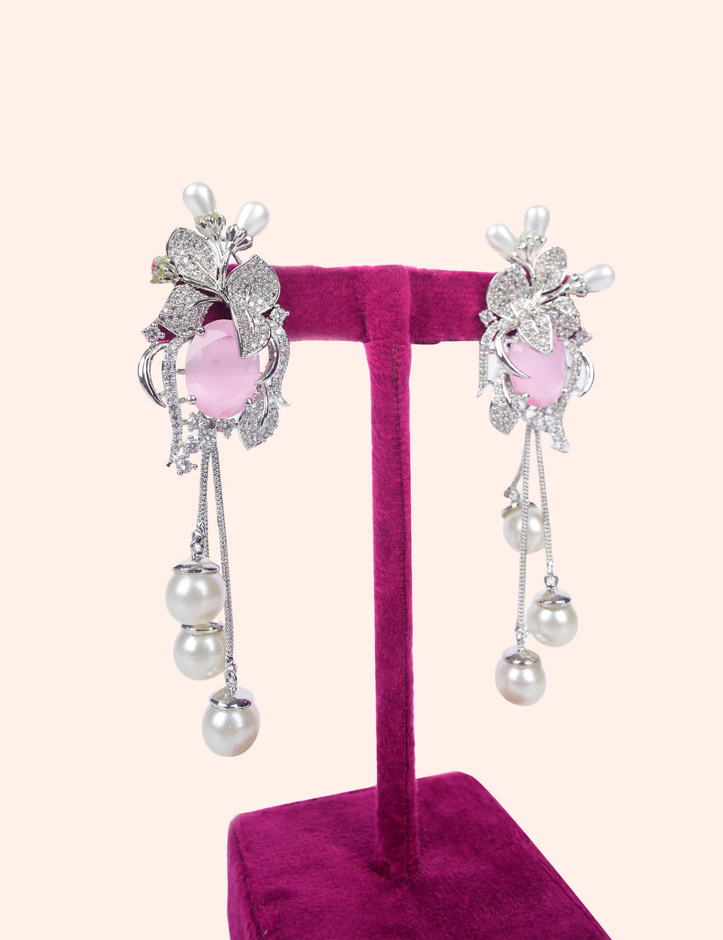 Pink Pearl Tassel Earrings