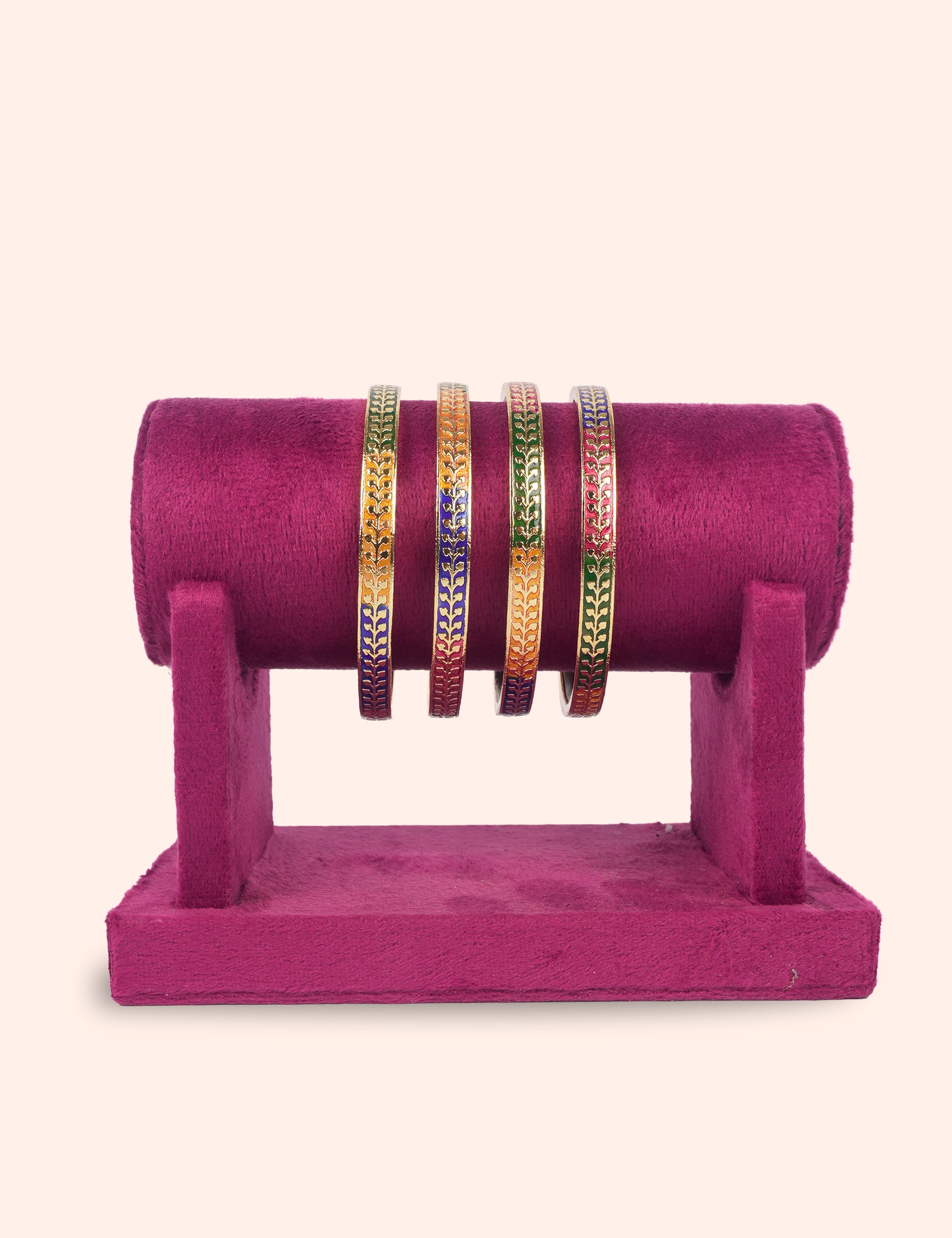 Classic Leaf Pattern Multicolor Bangles Set