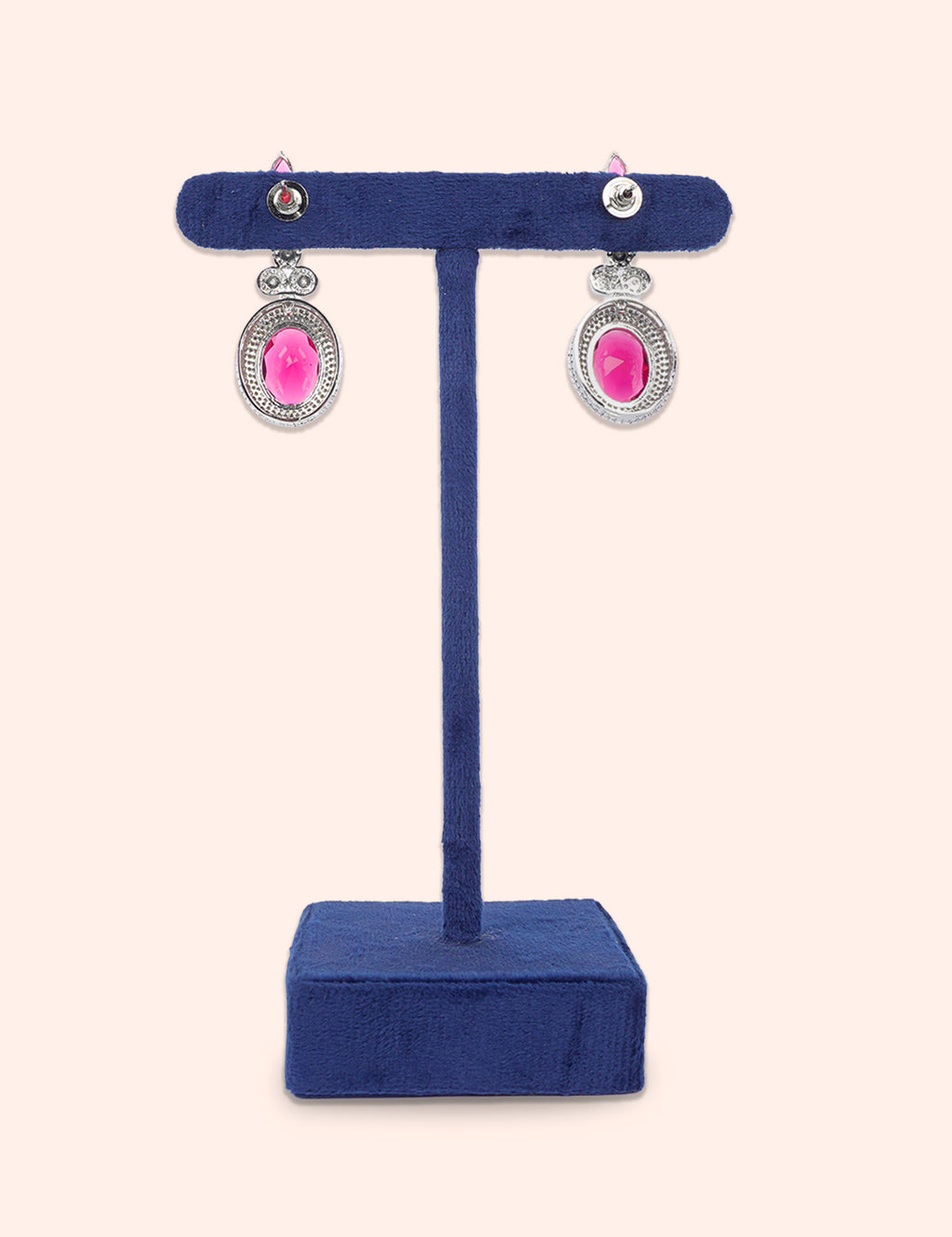 Floral Pink Stone Pearl Drop Earrings