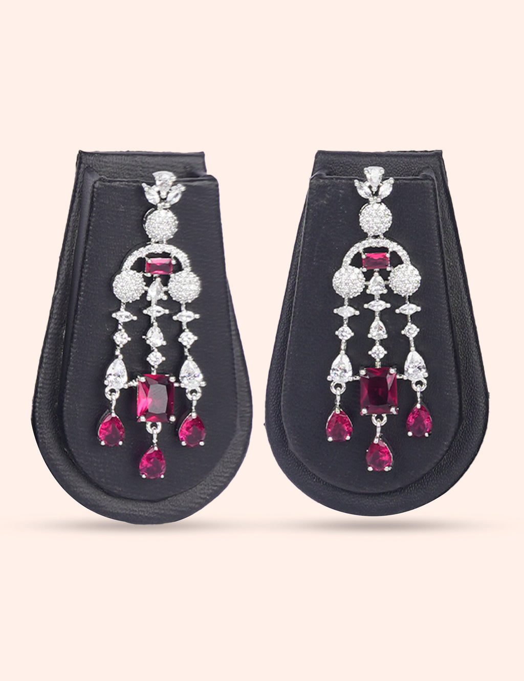 Ruby Raindrop Set & Zirconia Diamond Statement Set by N Dazzles Designs