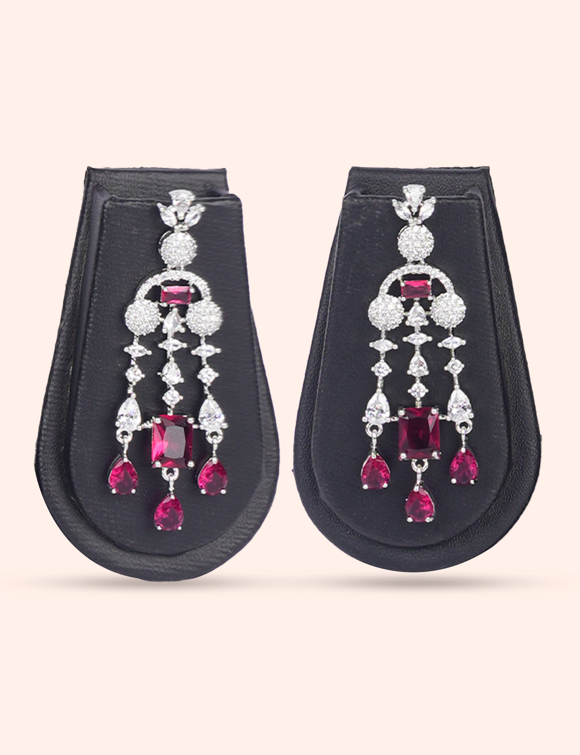 Ruby Raindrop Set & Zirconia Diamond Statement Set by N Dazzles Designs