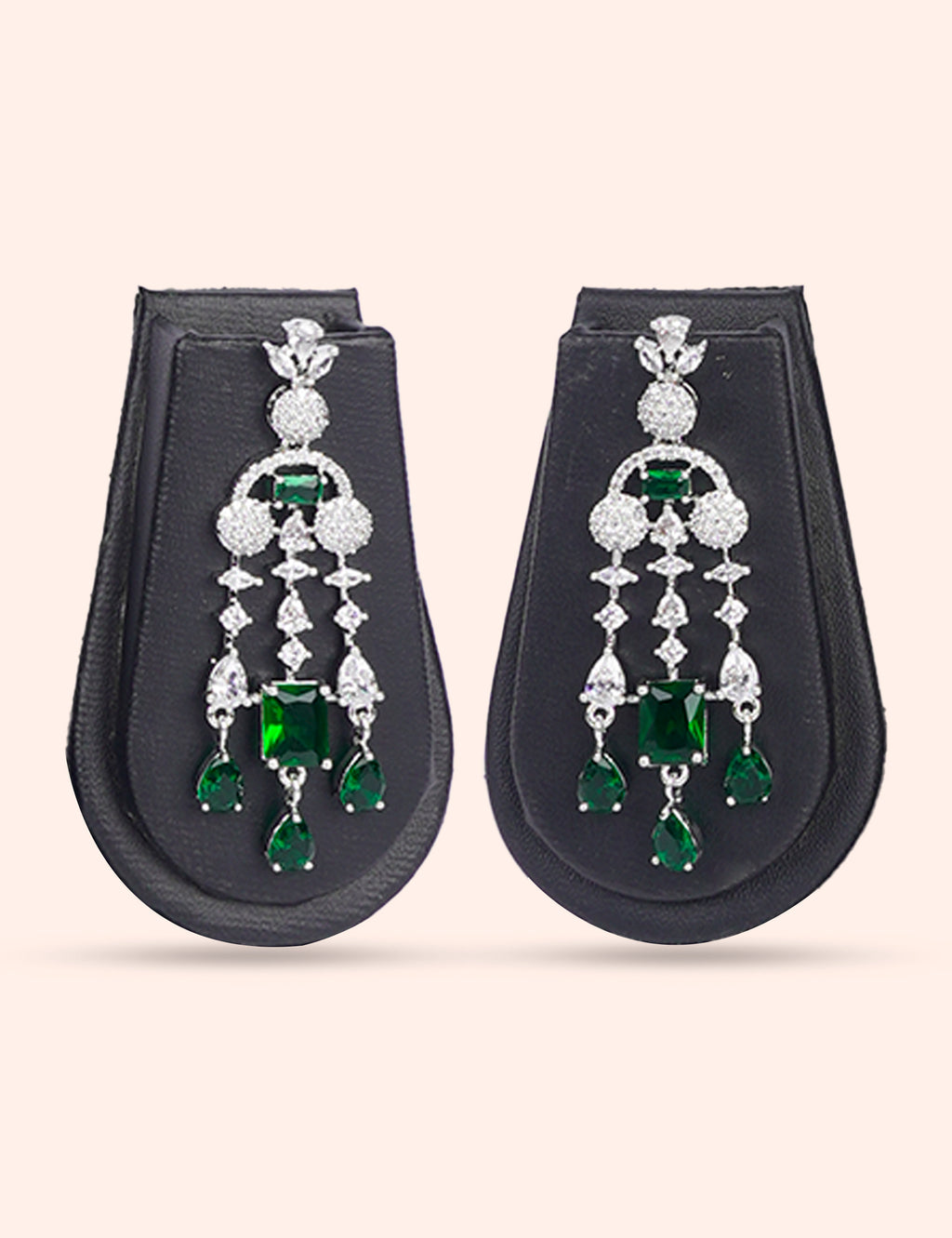 Green Royalty & Zirconia Diamond Statement Set by N Dazzles Designs