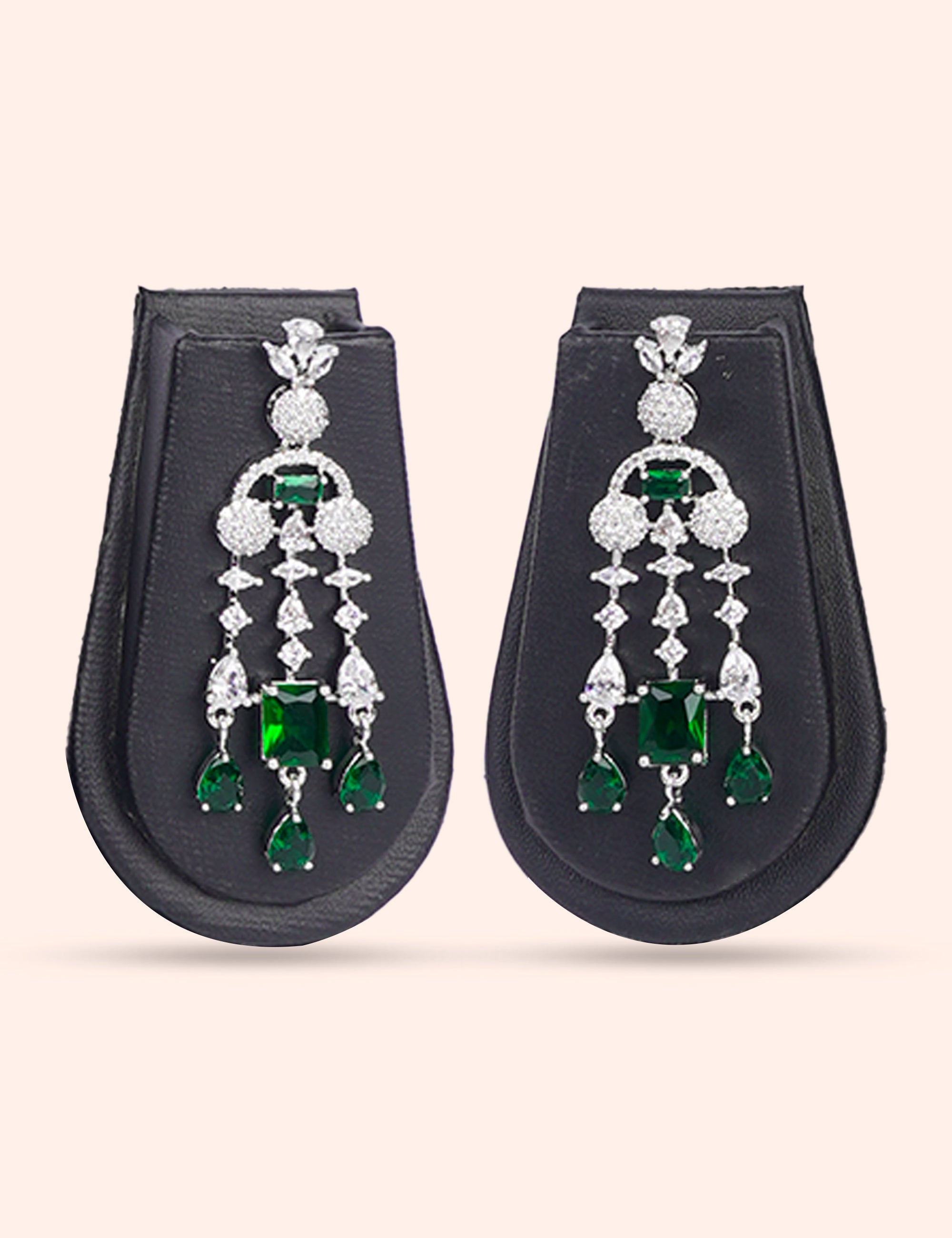 Green Royalty & Zirconia Diamond Statement Set by N Dazzles Designs