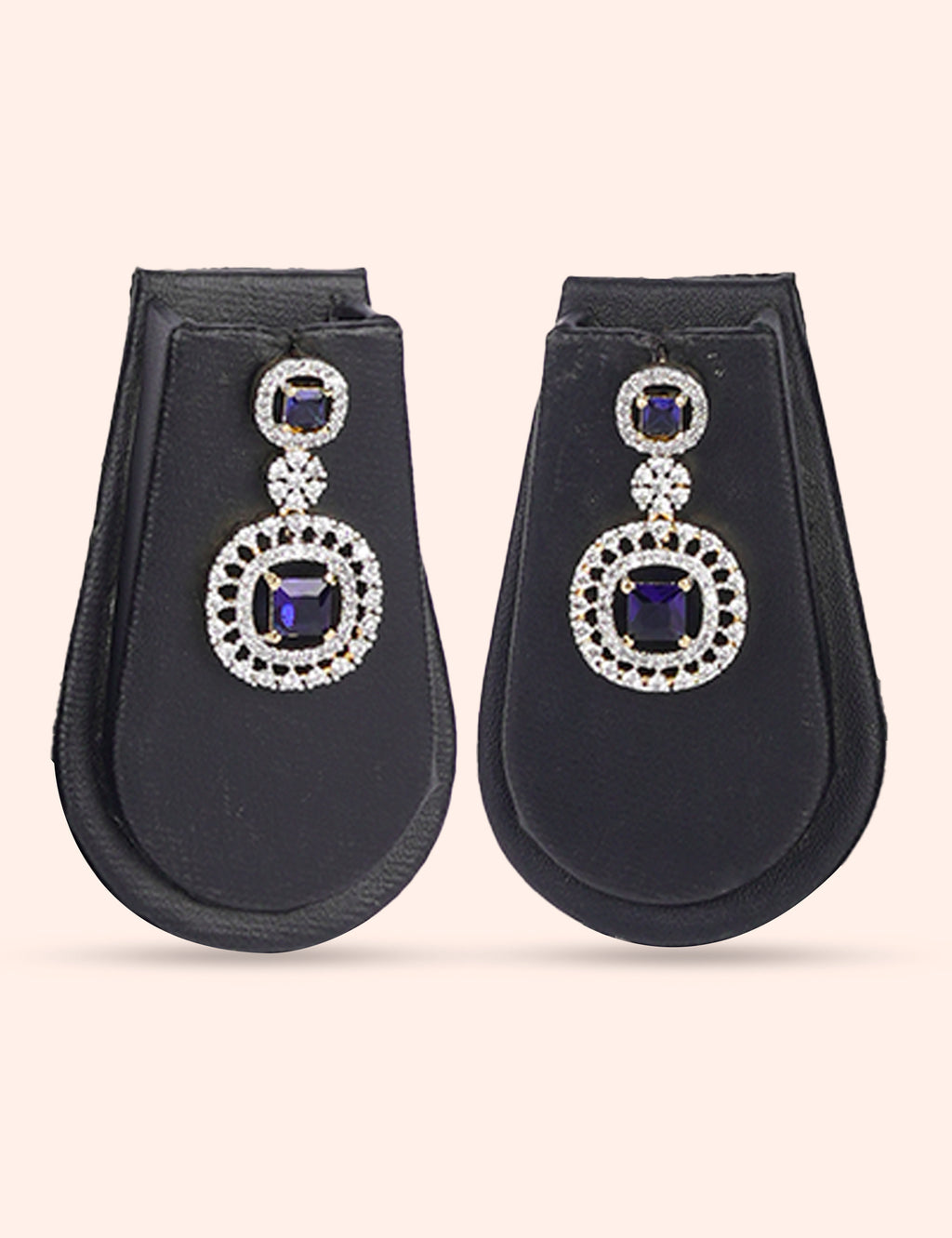 Round Blue Jewel Suite & Zirconia Diamond Statement Set by N Dazzles Designs