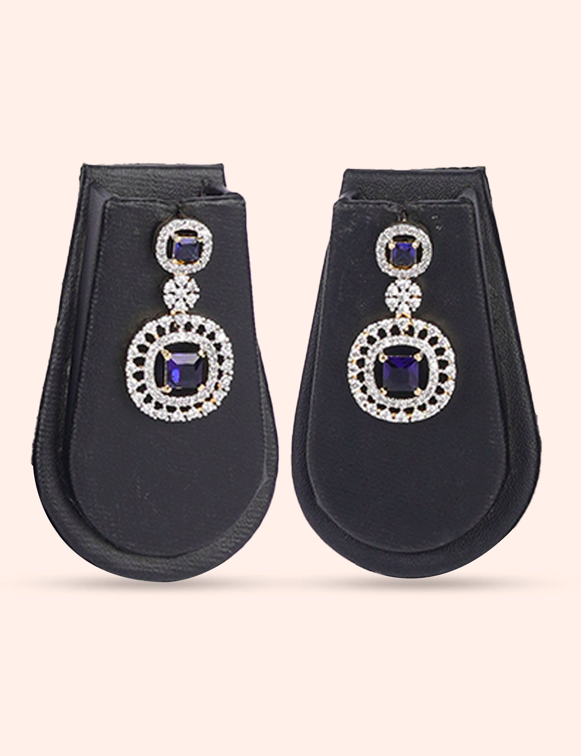 Round Blue Jewel Suite & Zirconia Diamond Statement Set by N Dazzles Designs