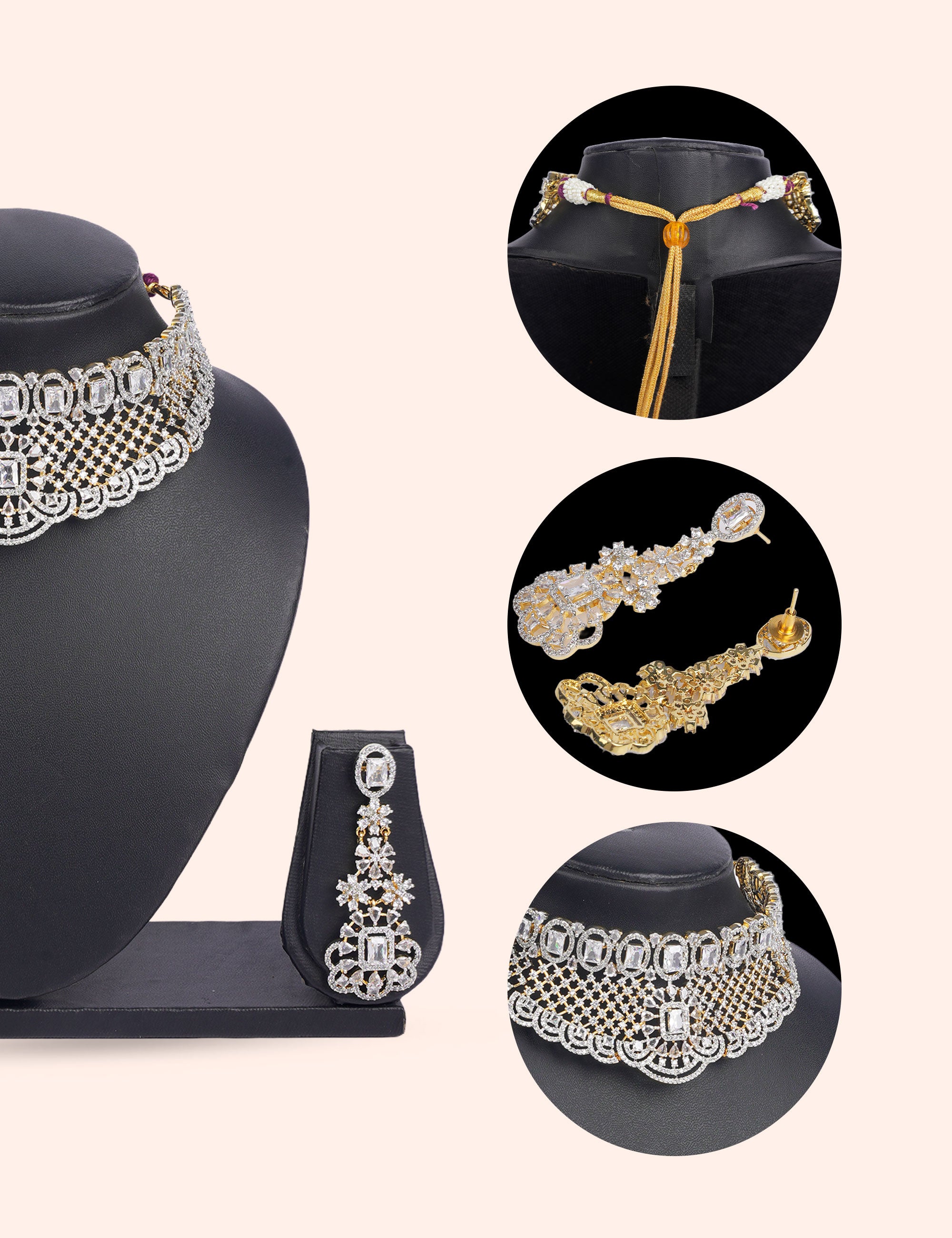 White princess & Zirconia Diamond Statement Set by N Dazzles Designs