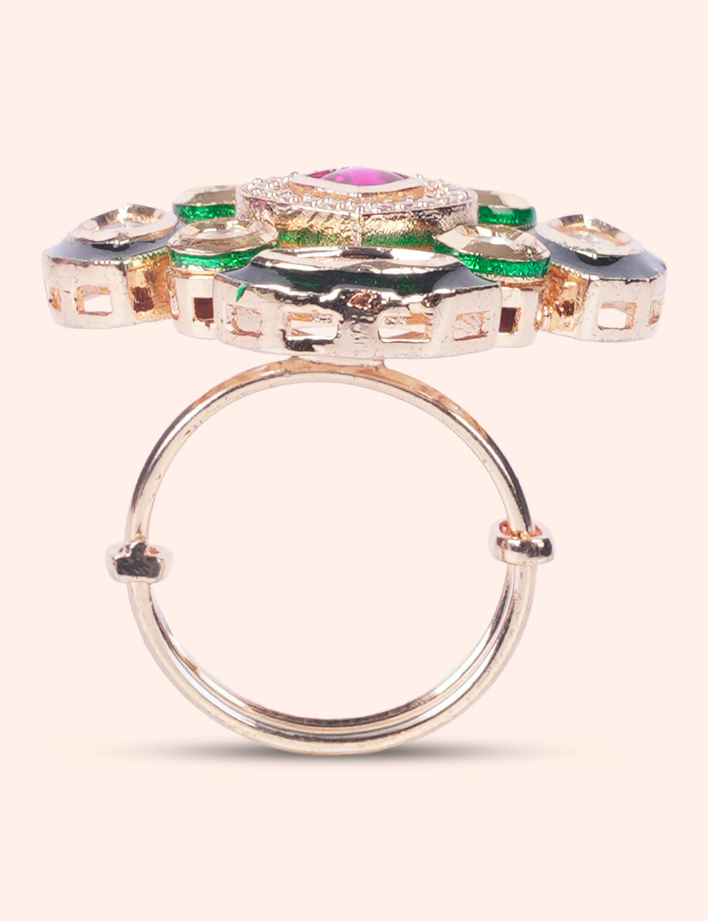 Ruby Flower Kundan Ring
