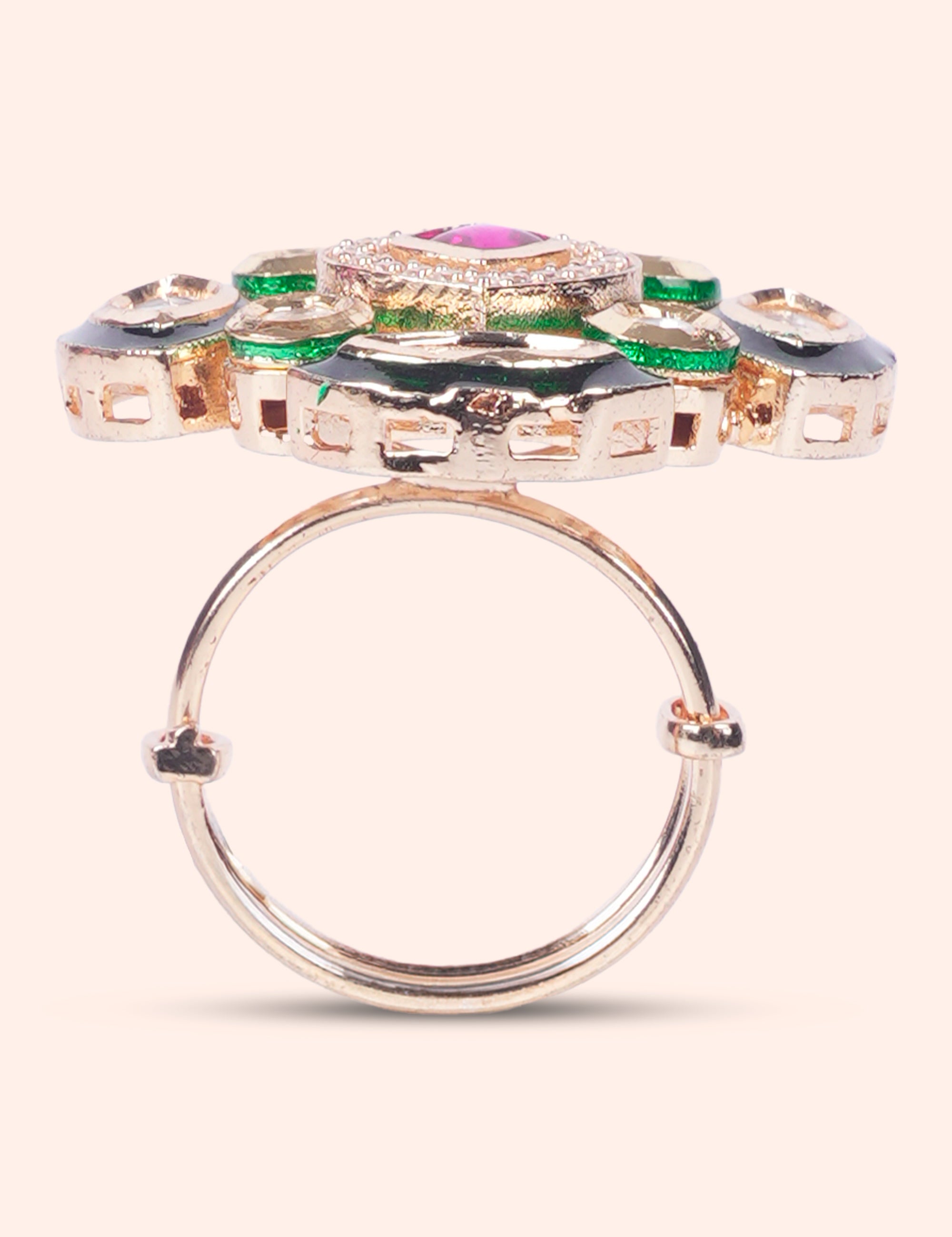 Ruby Flower Kundan Ring