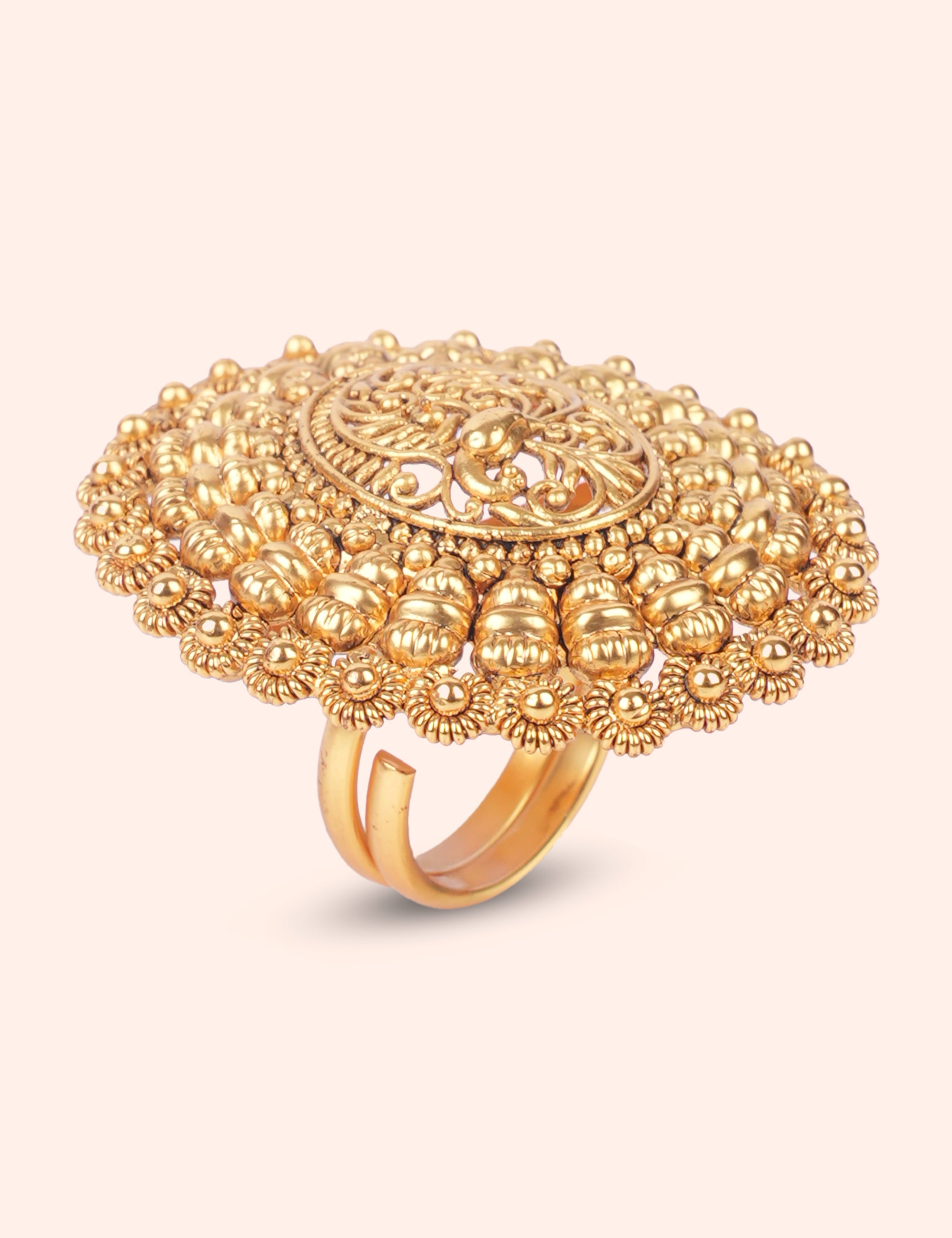 Rajwadi Gold Statement Ring