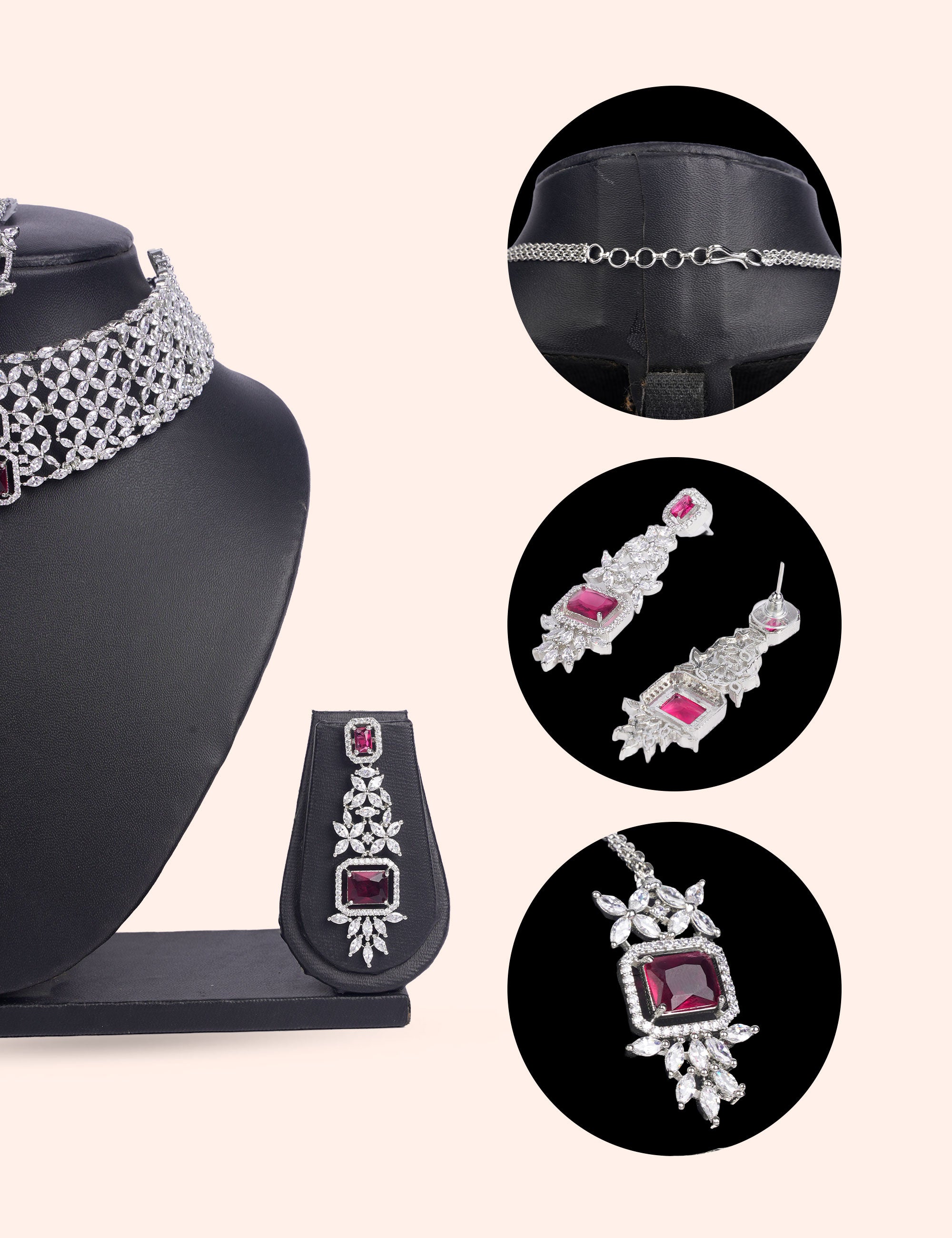Ruby Shine Set & Zirconia Diamond Statement Set by N Dazzles Designs