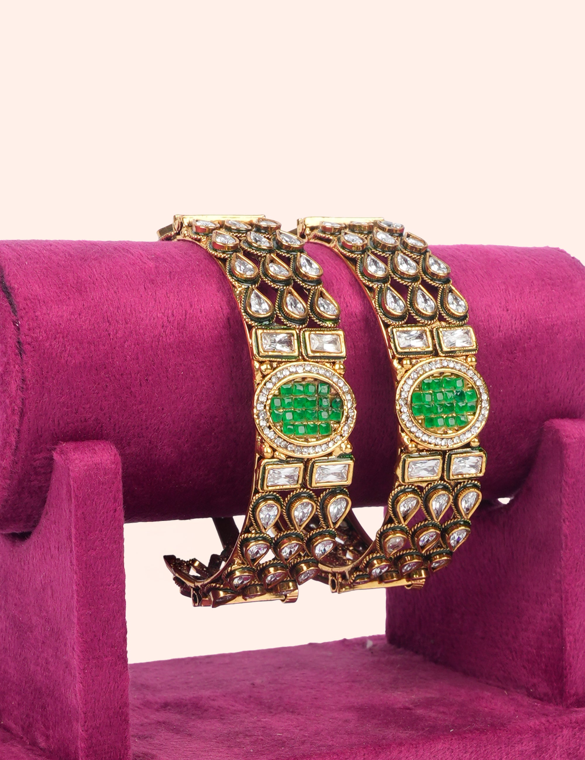 Green Center Stone Bangles