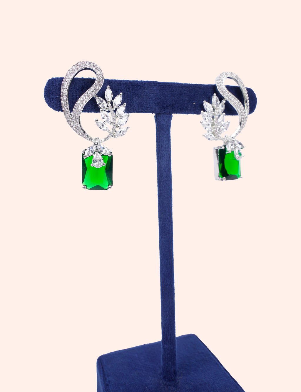 Green Shine Statement Earrings