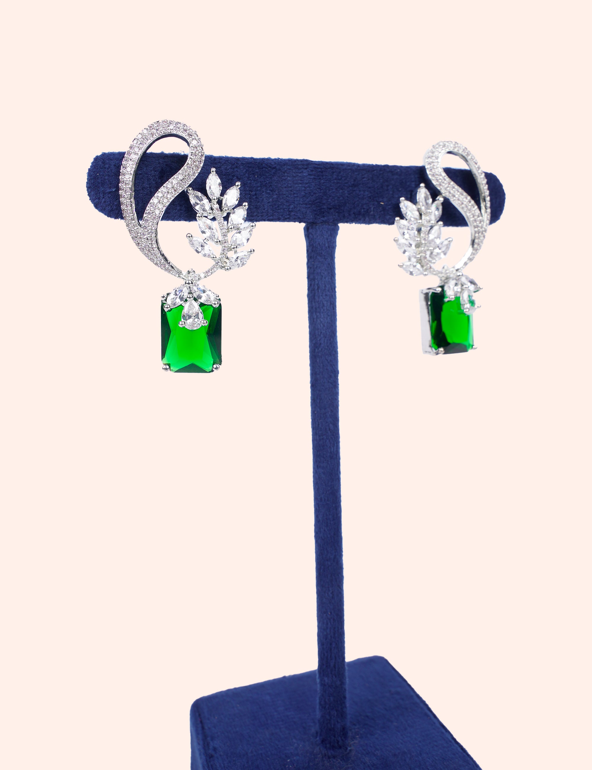 Green Shine Statement Earrings