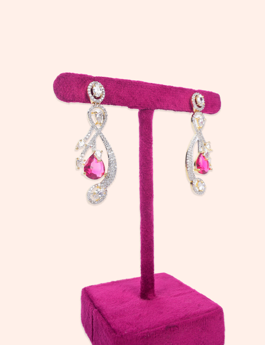 Crystal Pink Drop Earrings