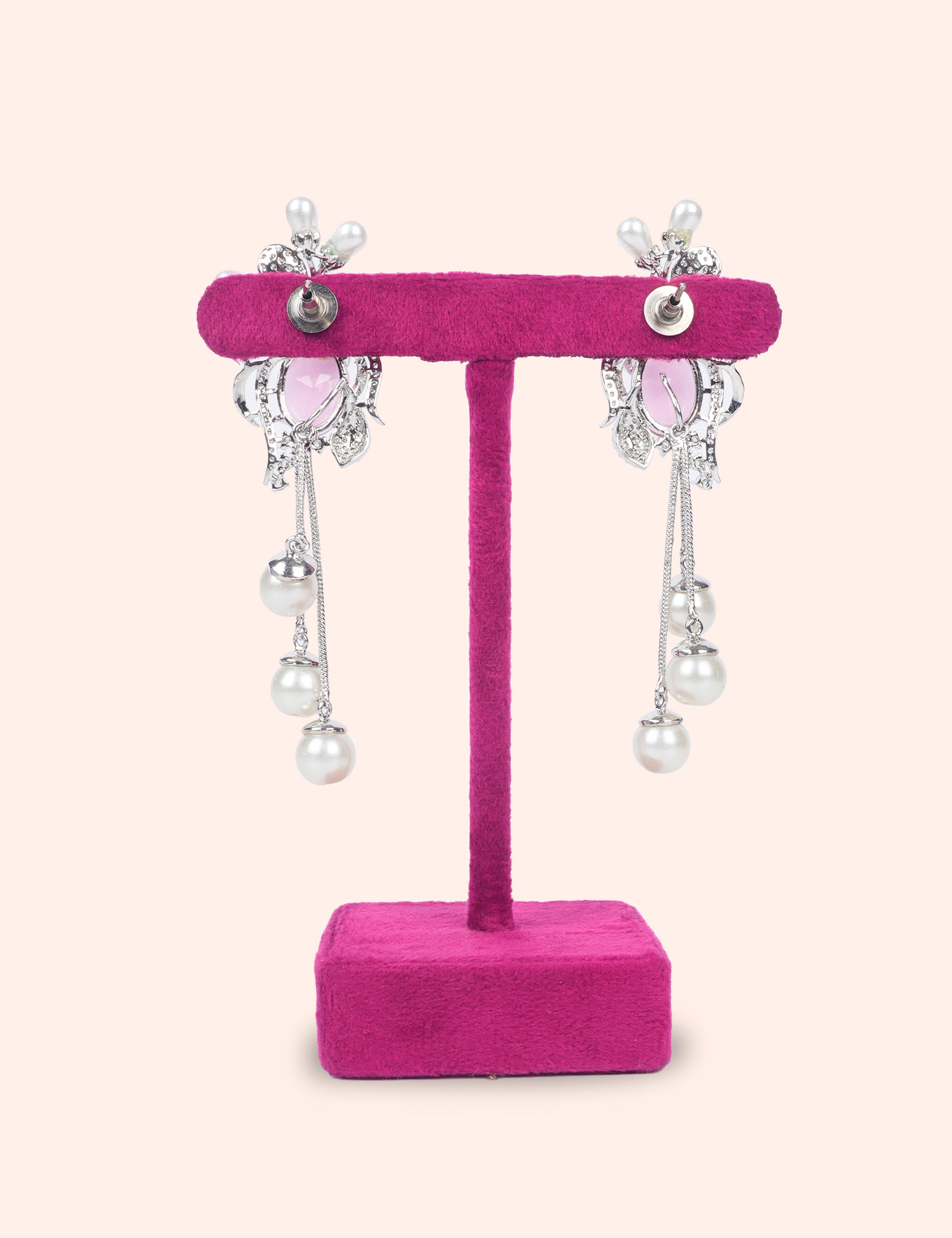 Pink Pearl Tassel Earrings