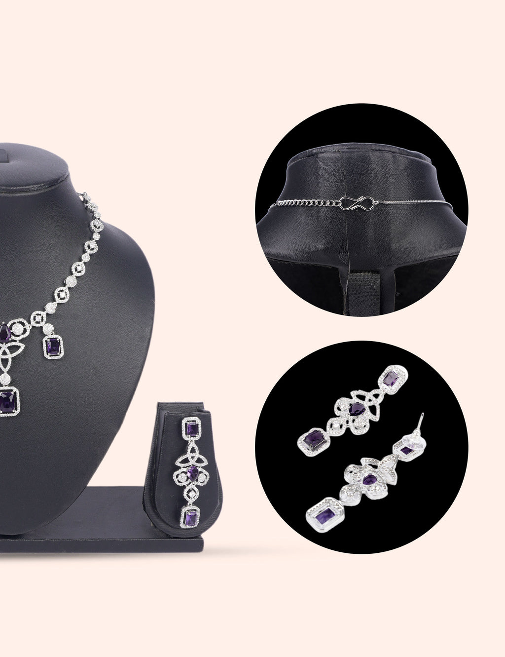 Victoria Purple Set & Zirconia Diamond Statement Set by N Dazzles Designs