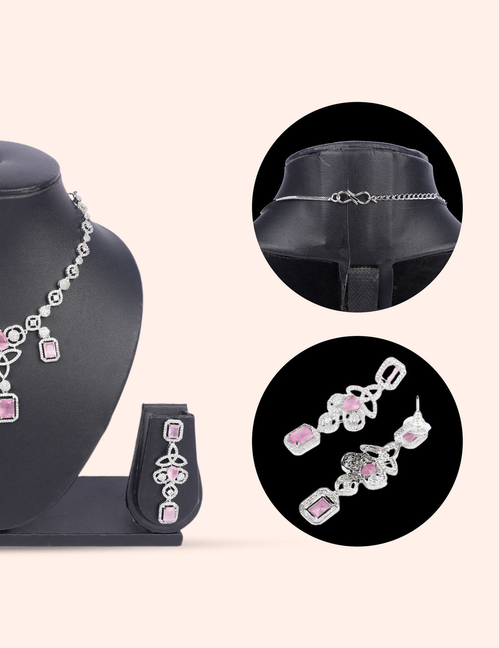 Morning Dew Pink Set & Zirconia Diamond Statement Set by N Dazzles Designs