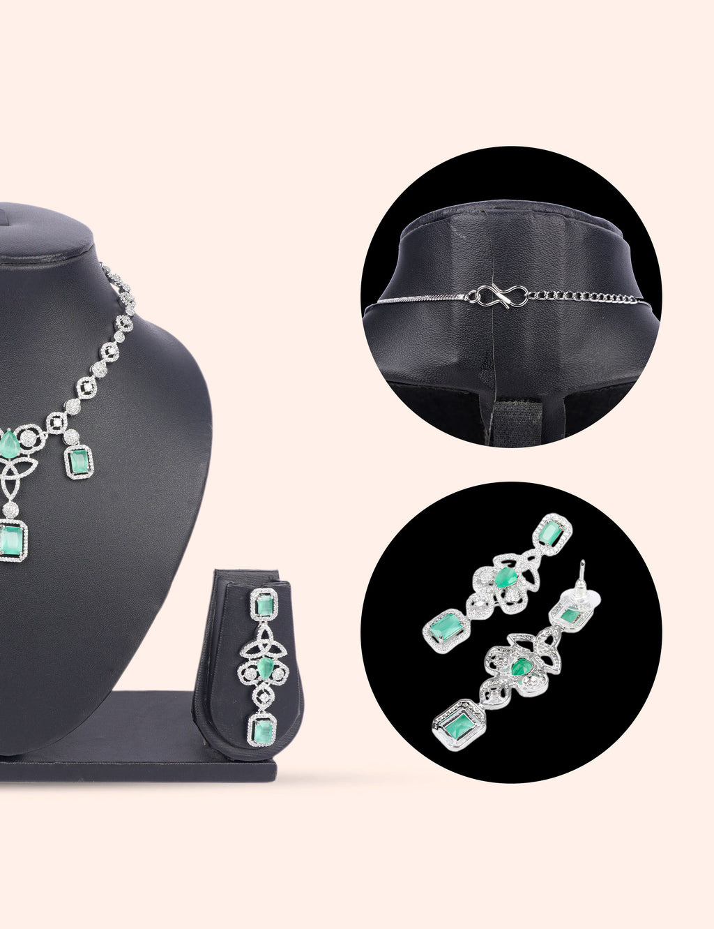 Mint Green Sparkle Set & Zirconia Diamond Statement Set by N Dazzles Designs