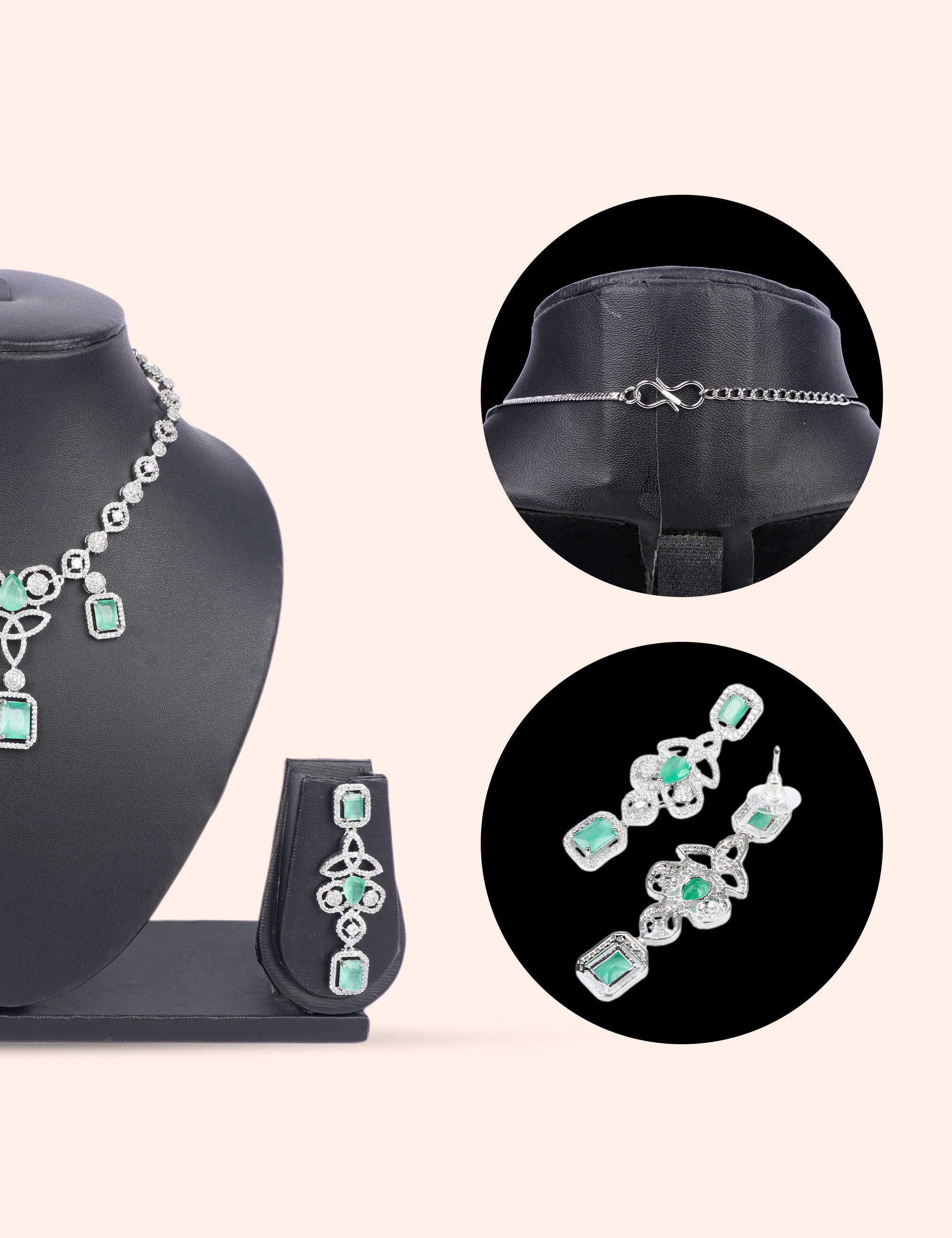 Mint Green Sparkle Set & Zirconia Diamond Statement Set by N Dazzles Designs