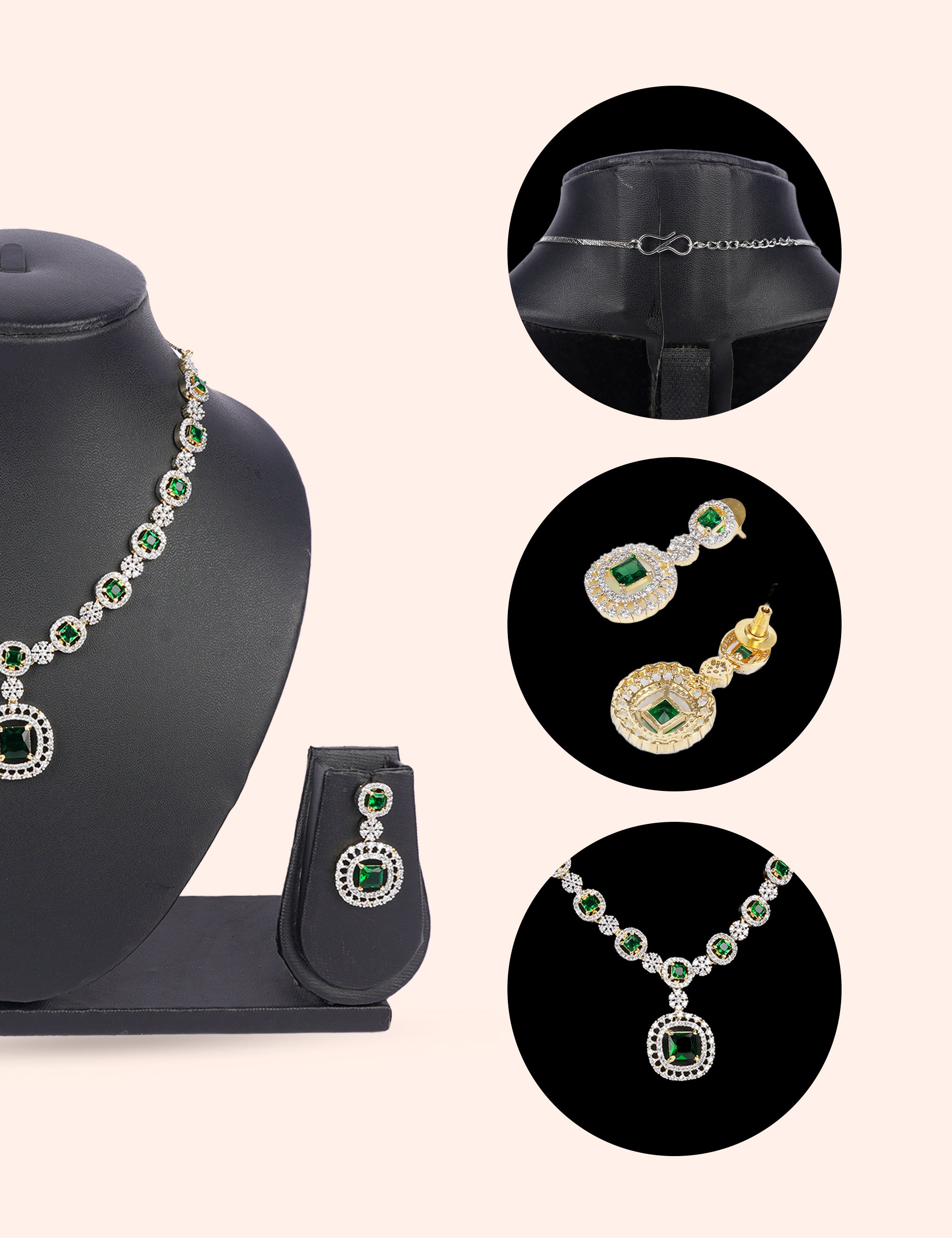 The Veridian Round & Zirconia Diamond Statement Set by N Dazzles Designs