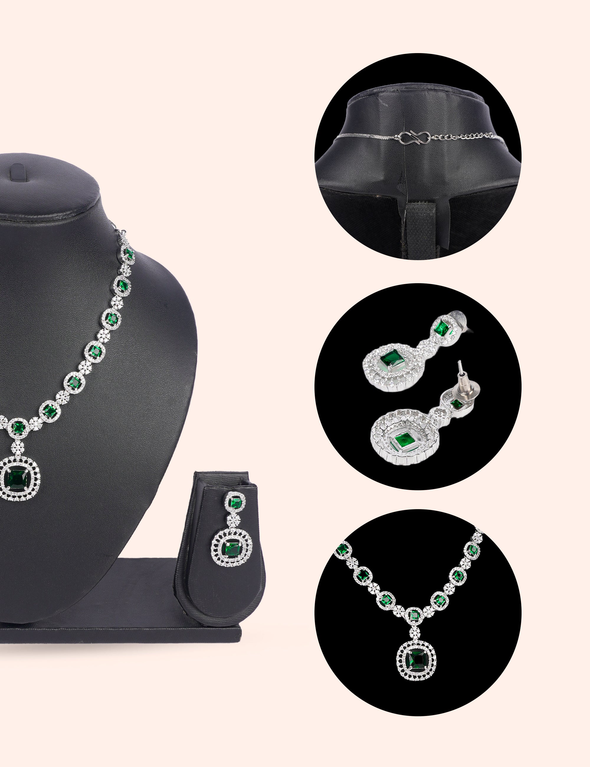 Celtic Emerald Set & Zirconia Diamond Statement Set by N Dazzles Designs