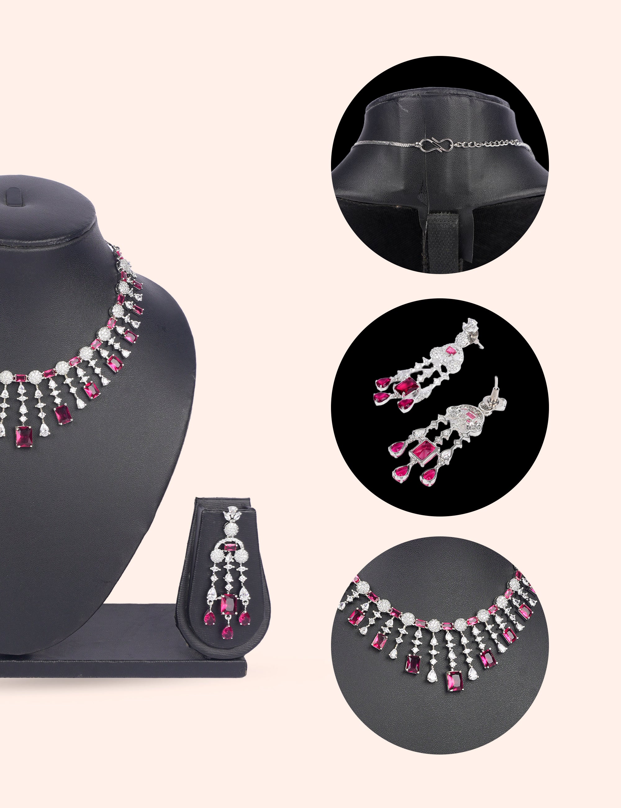 Ruby Raindrop Set & Zirconia Diamond Statement Set by N Dazzles Designs