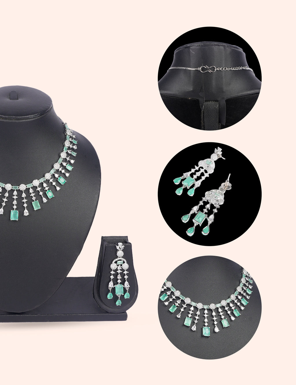 Regal Green & Zirconia Diamond Statement Set by N Dazzles Designs