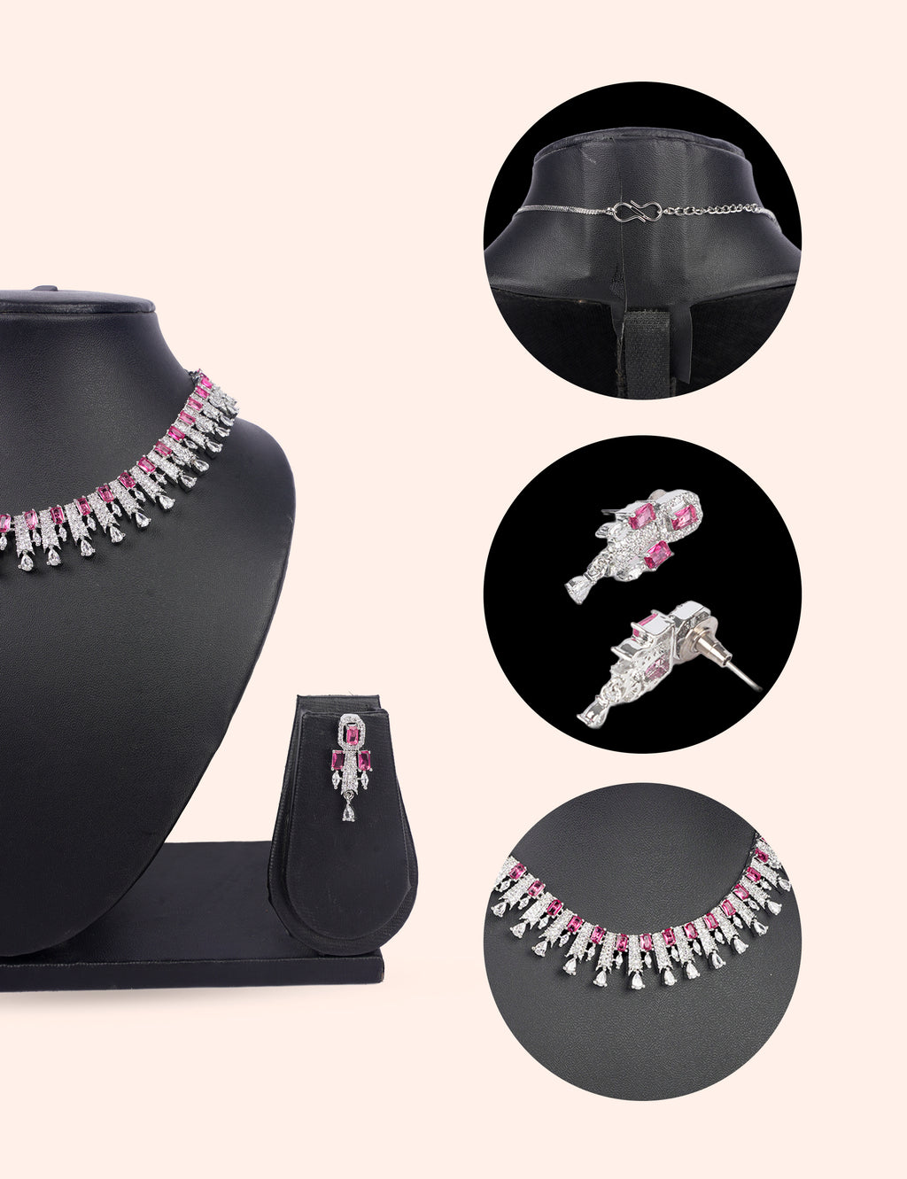 Princess Pink Set & Zirconia Diamond Statement Set by N Dazzles Designs